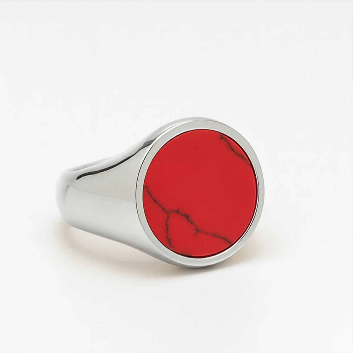 Gümüş Rodyum Kaplama Mercan Taşlı Yüzük