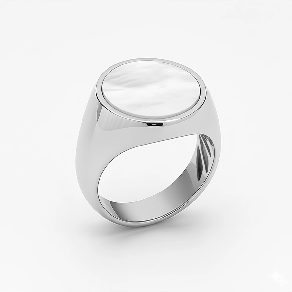 Gümüş Rodyum Kaplama Sedef Taşlı Yüzük