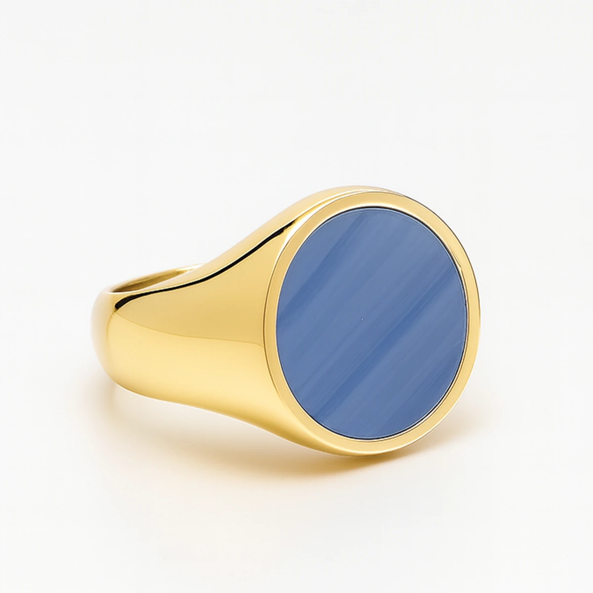 18K Altın Kaplama Kalsedon Taşlı Yüzük