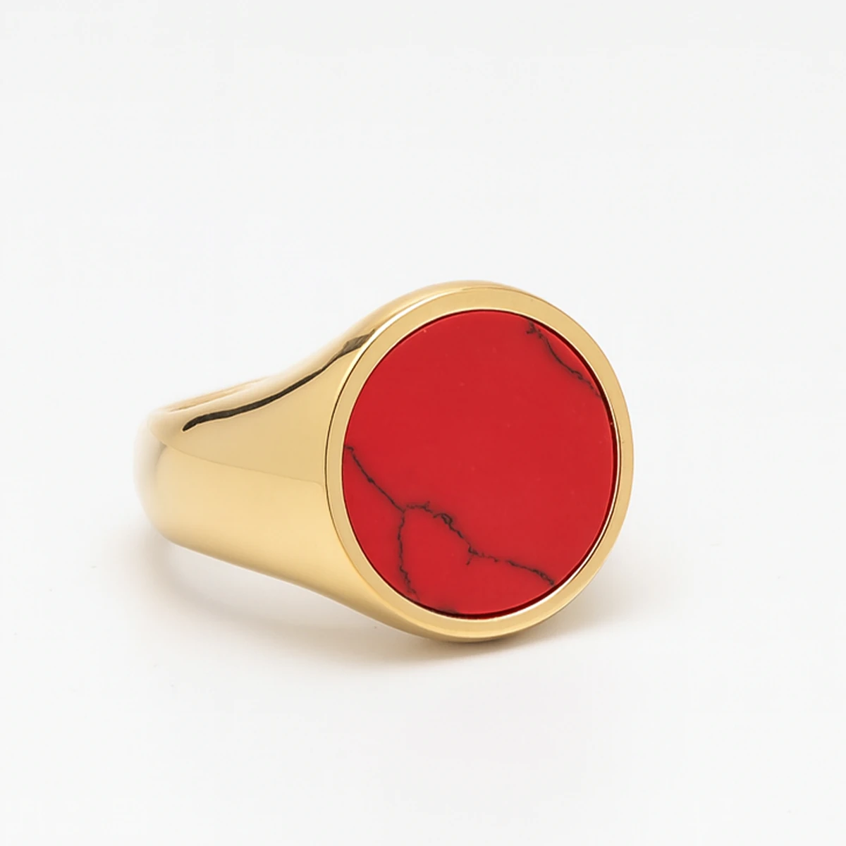 18K Altın Kaplama Mercan Taşlı Yüzük