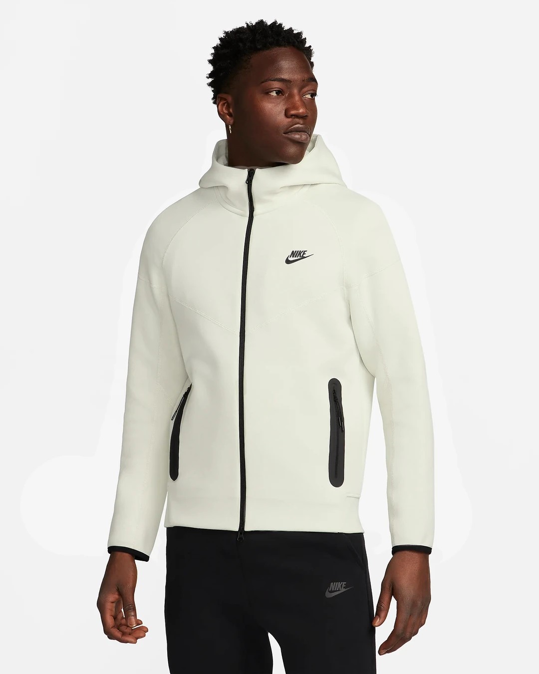 İthal Nike Tech Fleece Windrunner Full Zip Hoodie - Açık Gri
