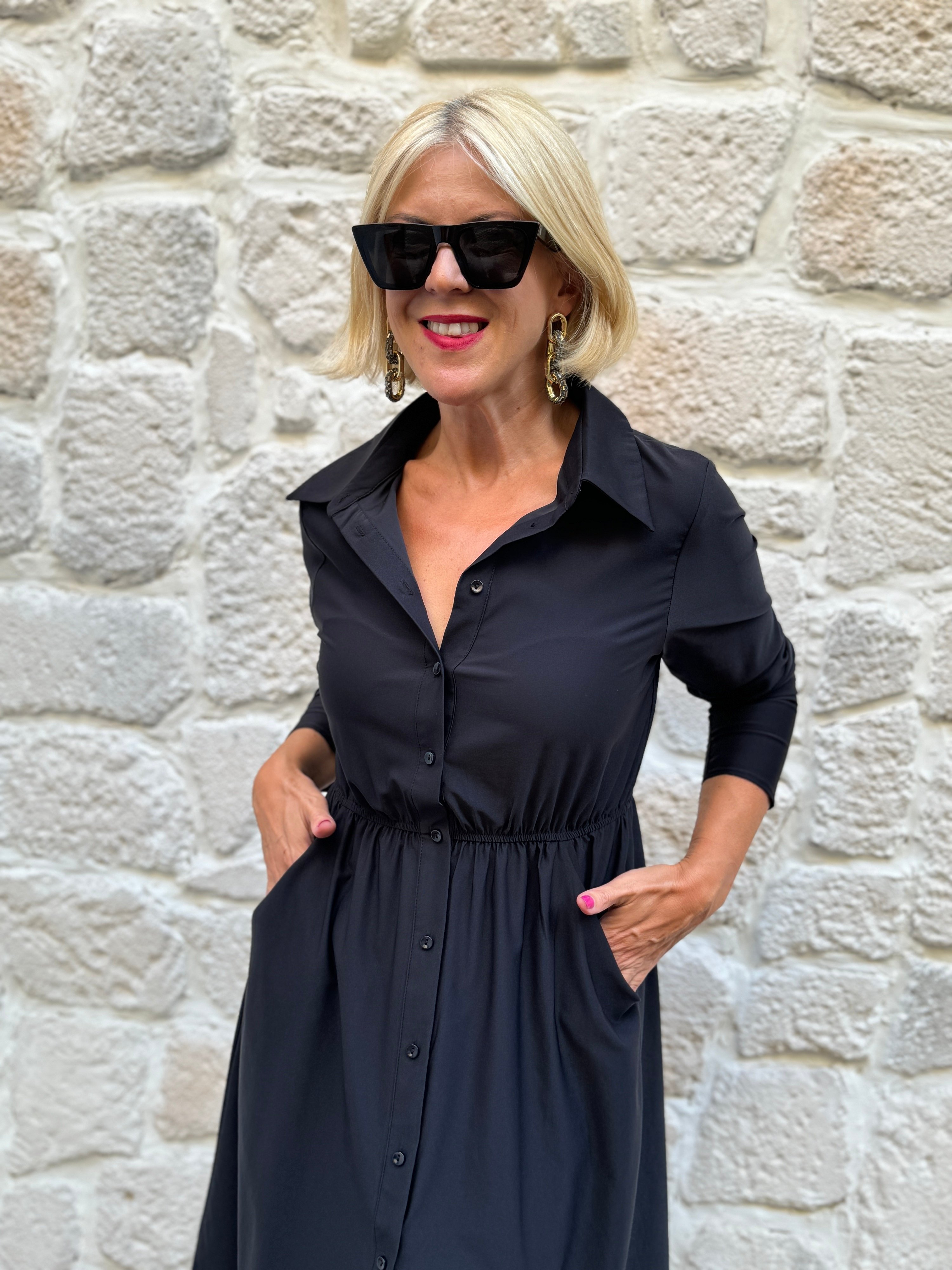 Victoria Gömlek Elbise - SIYAH