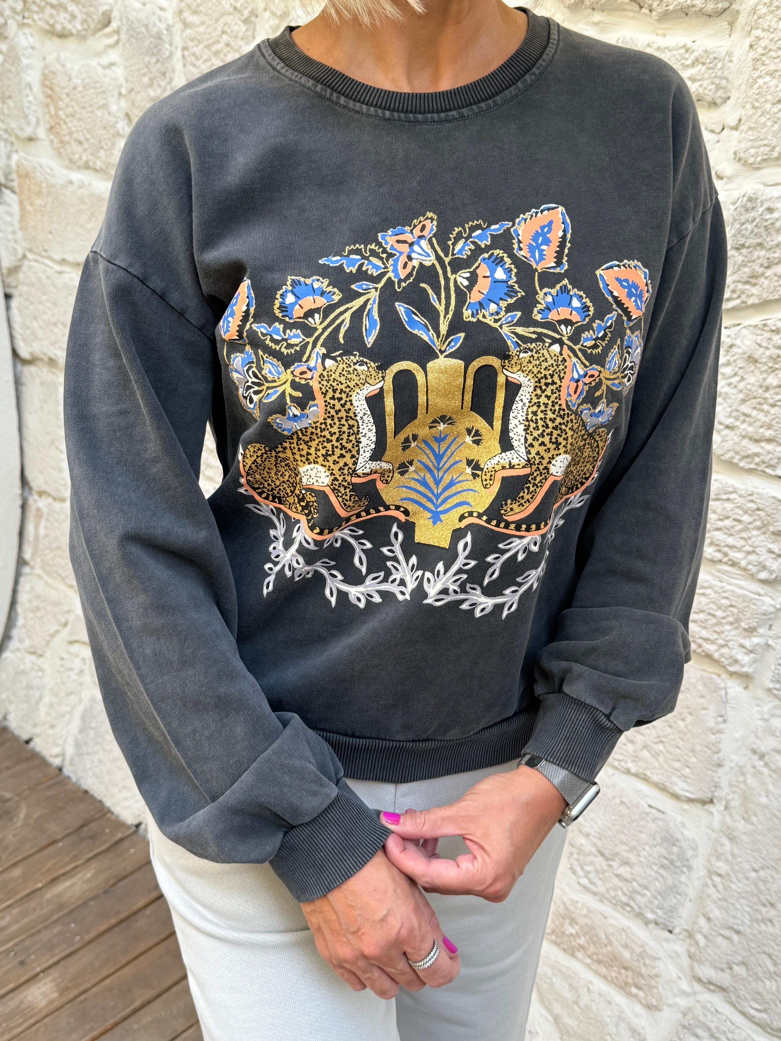 Tiger Eskitme Yıkamalı Sweatshirt