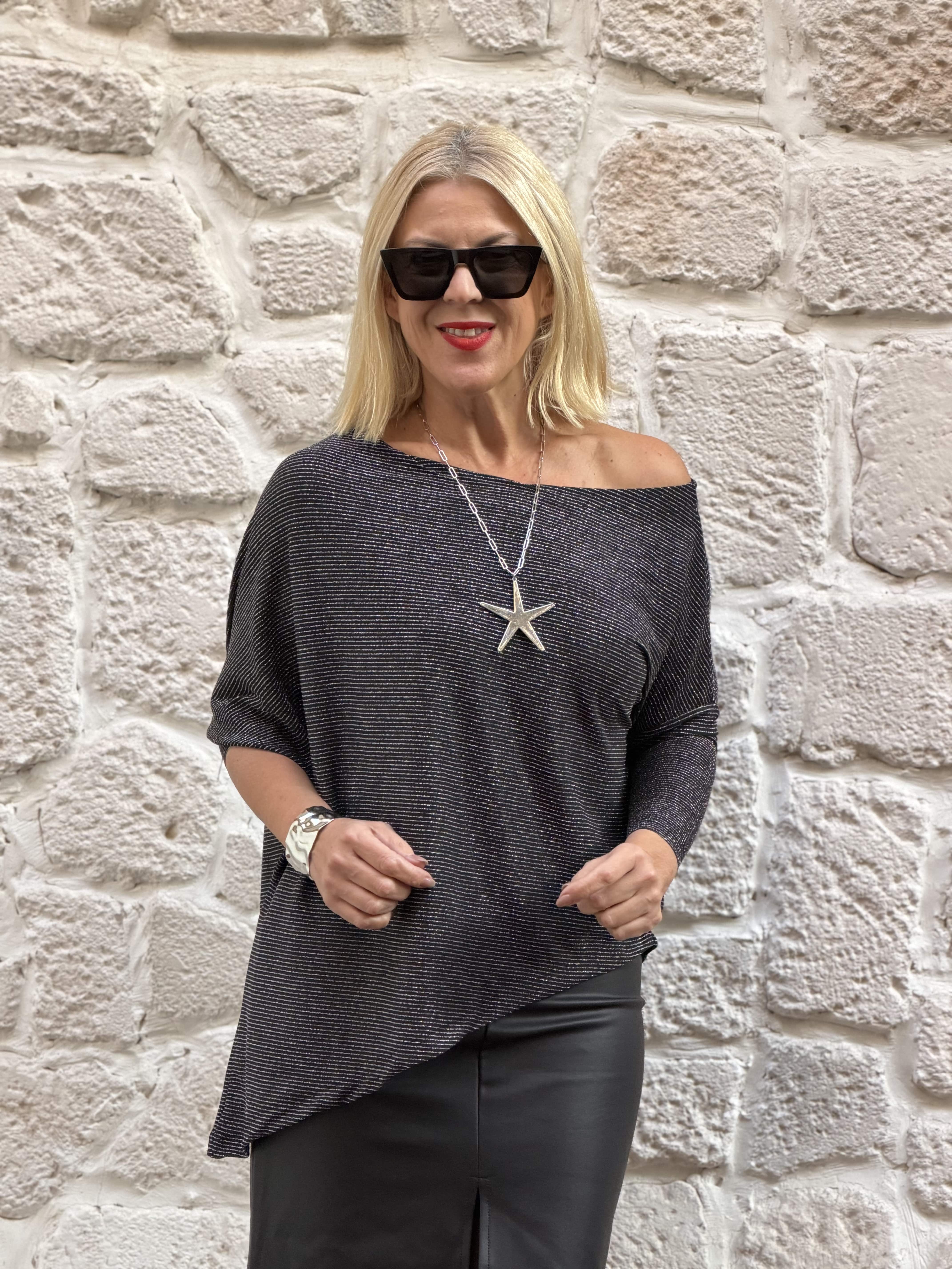 Nuit Uzun Kollu Bluz - SİMLİ GRİ