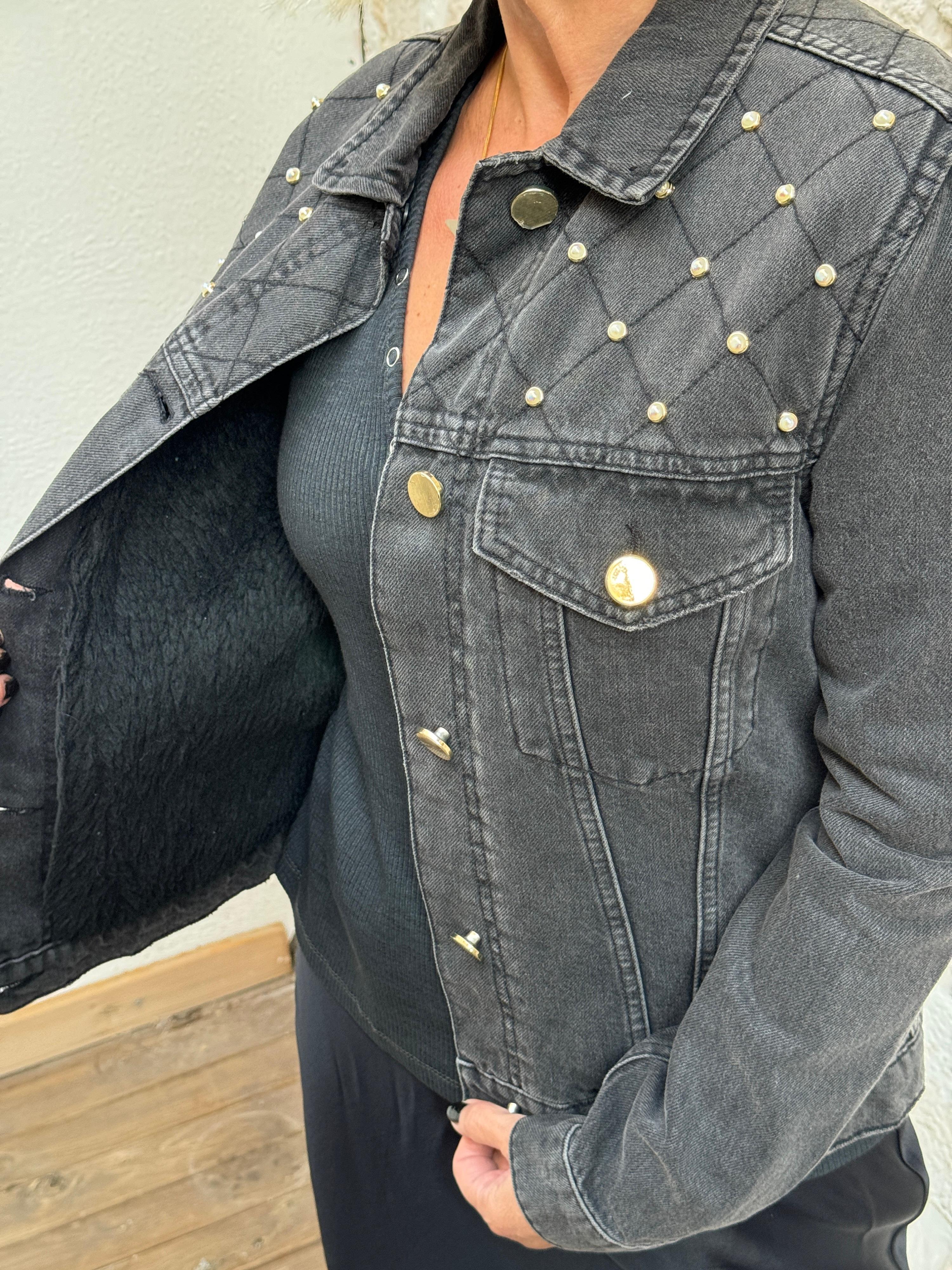 Peluş Detay Denim Ceket
