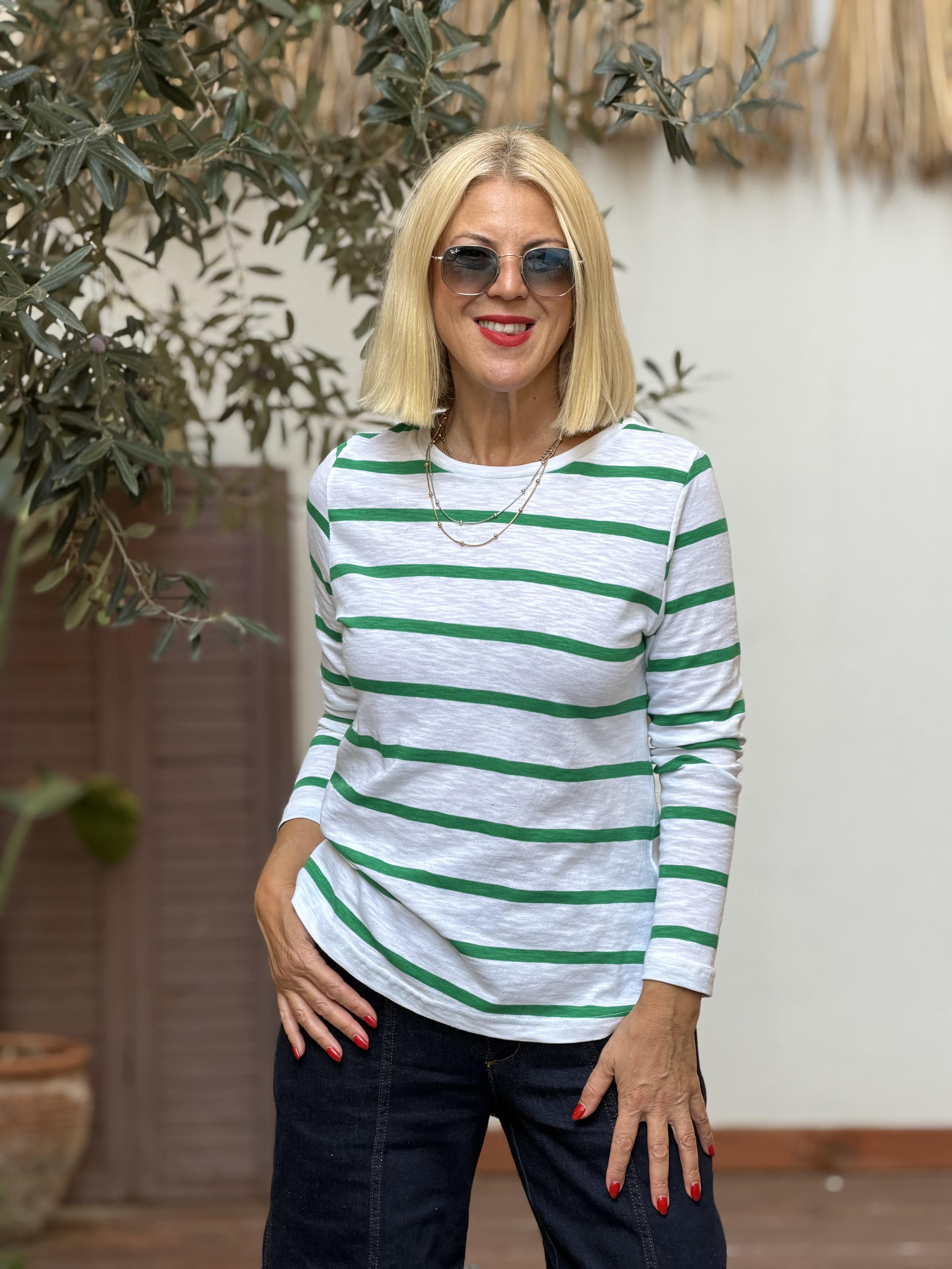 Elenor Bisiklet Yaka Bluz - YESIL