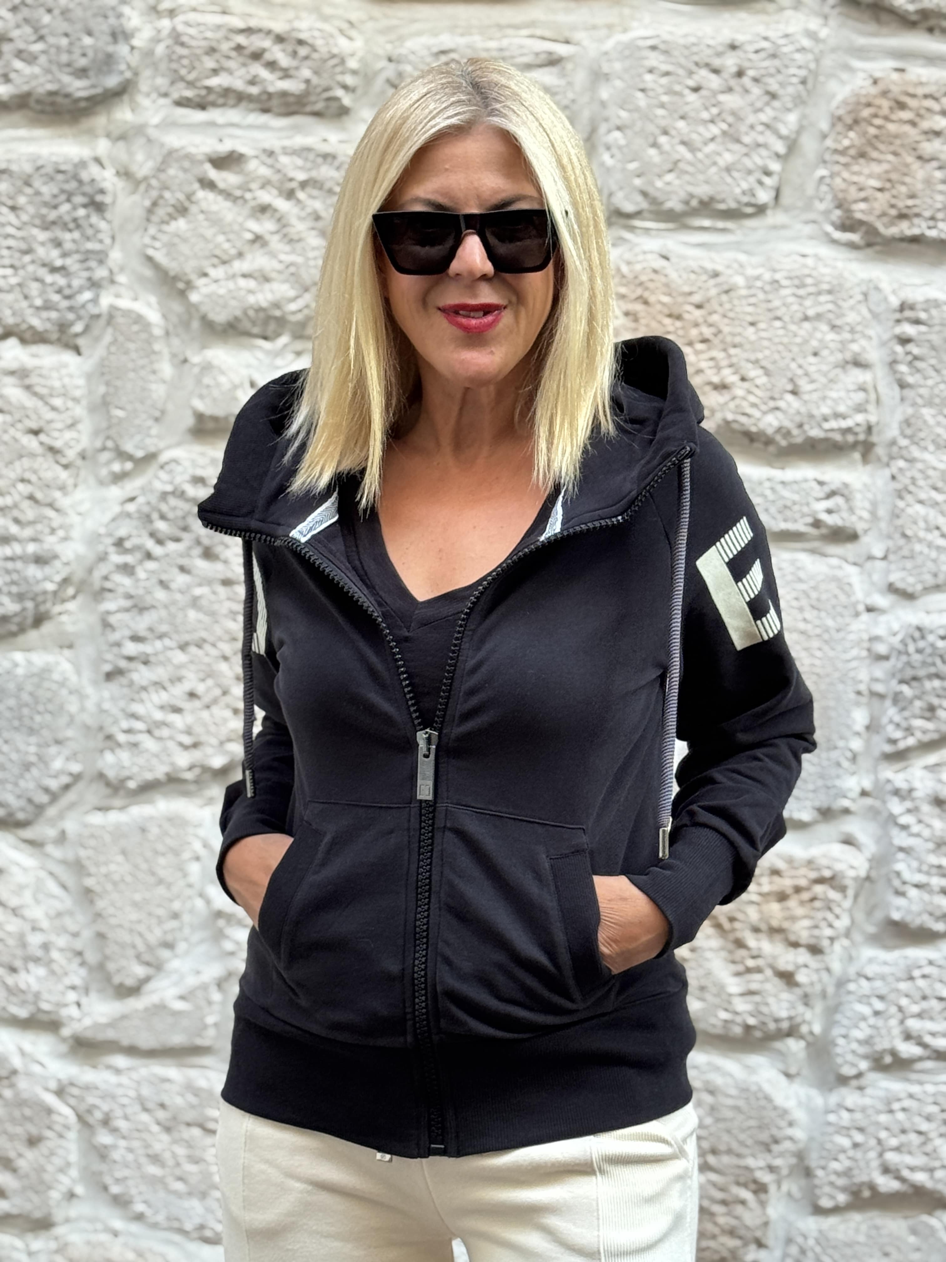 Olveo Kapüşonlu Sweat Ceket - SIYAH