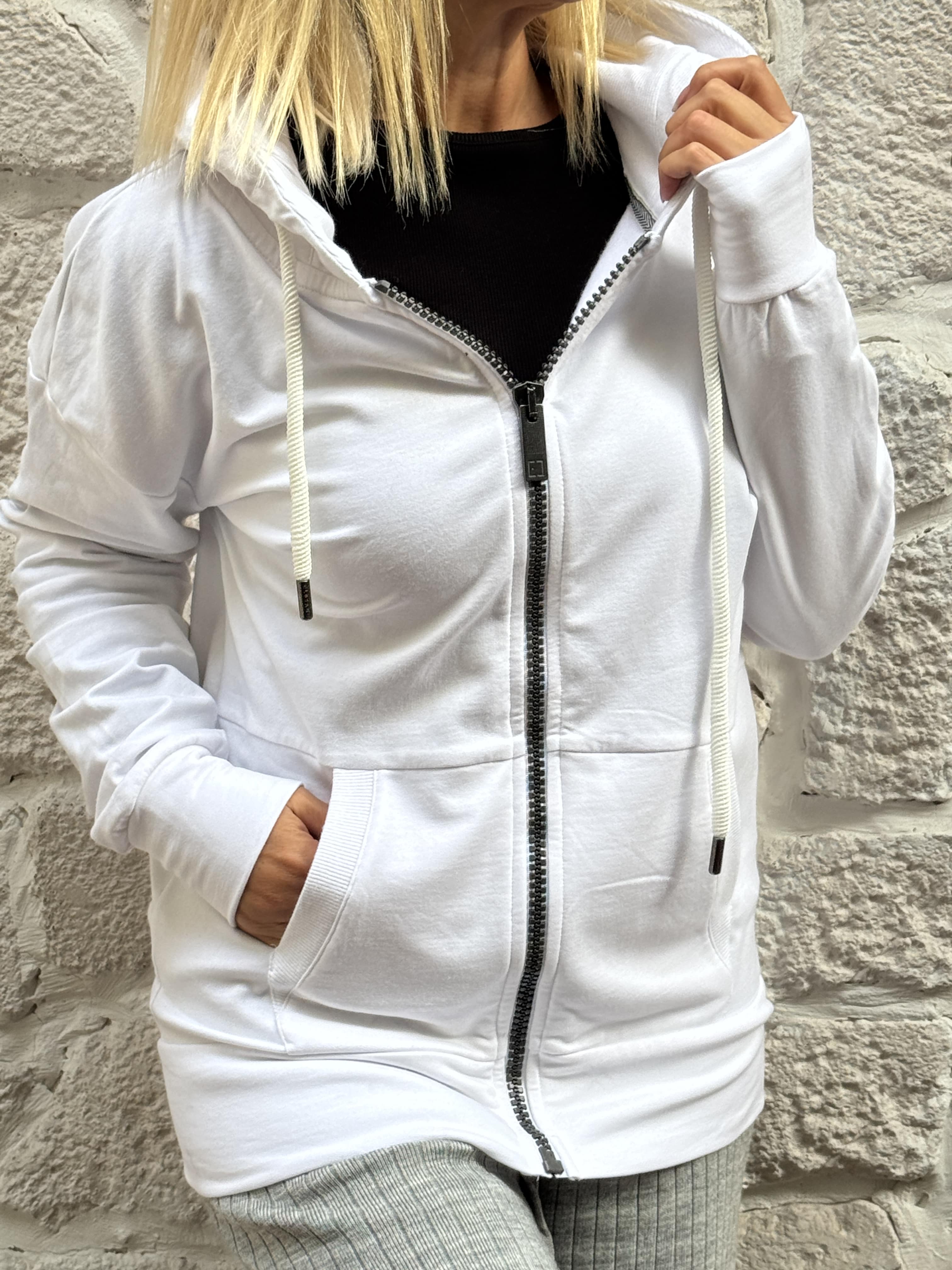 Olveo Kapüşonlu Uzun Sweat Ceket