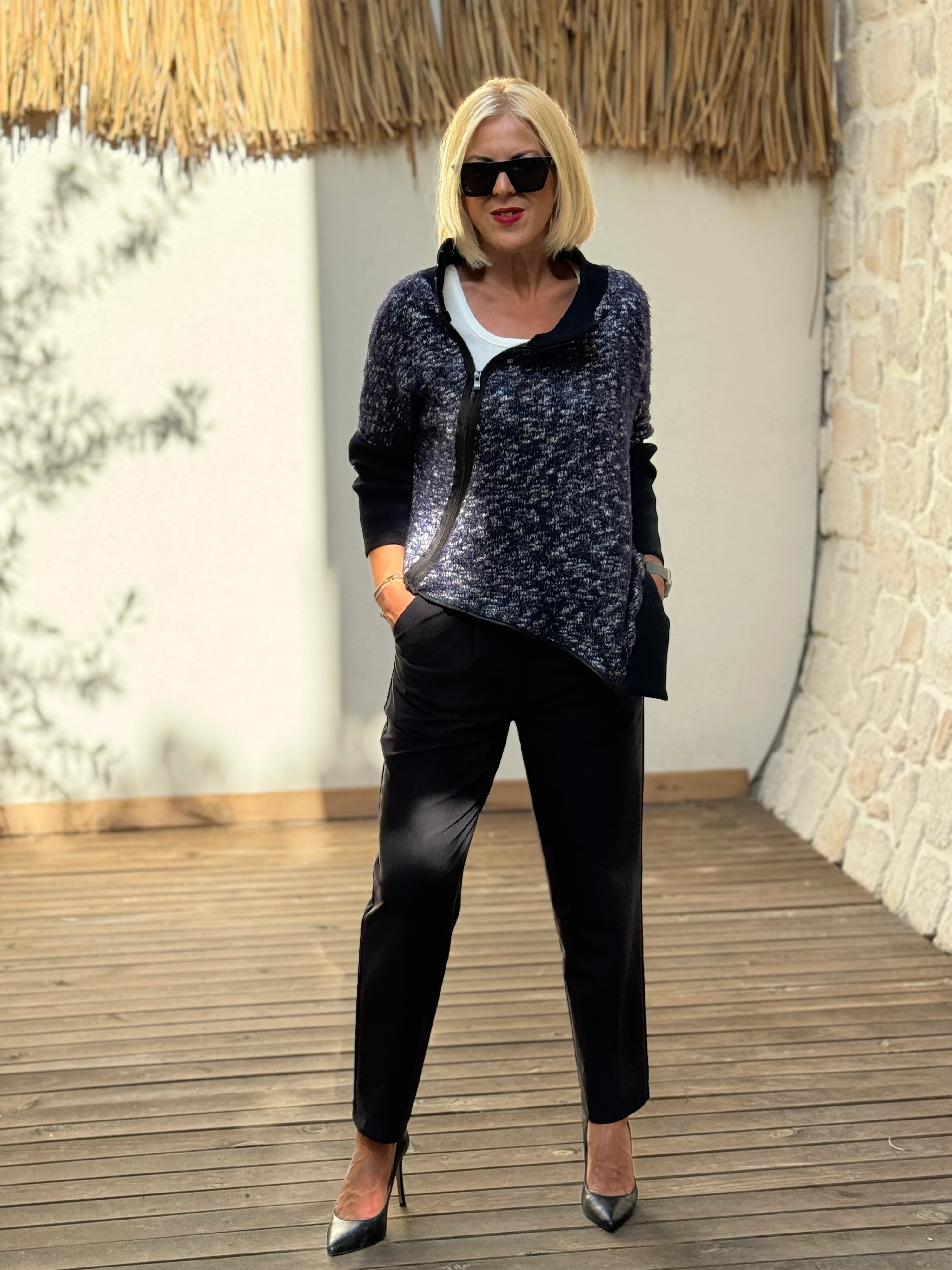 Kırçıllı Triko Asimetrik Tasarım Ceket