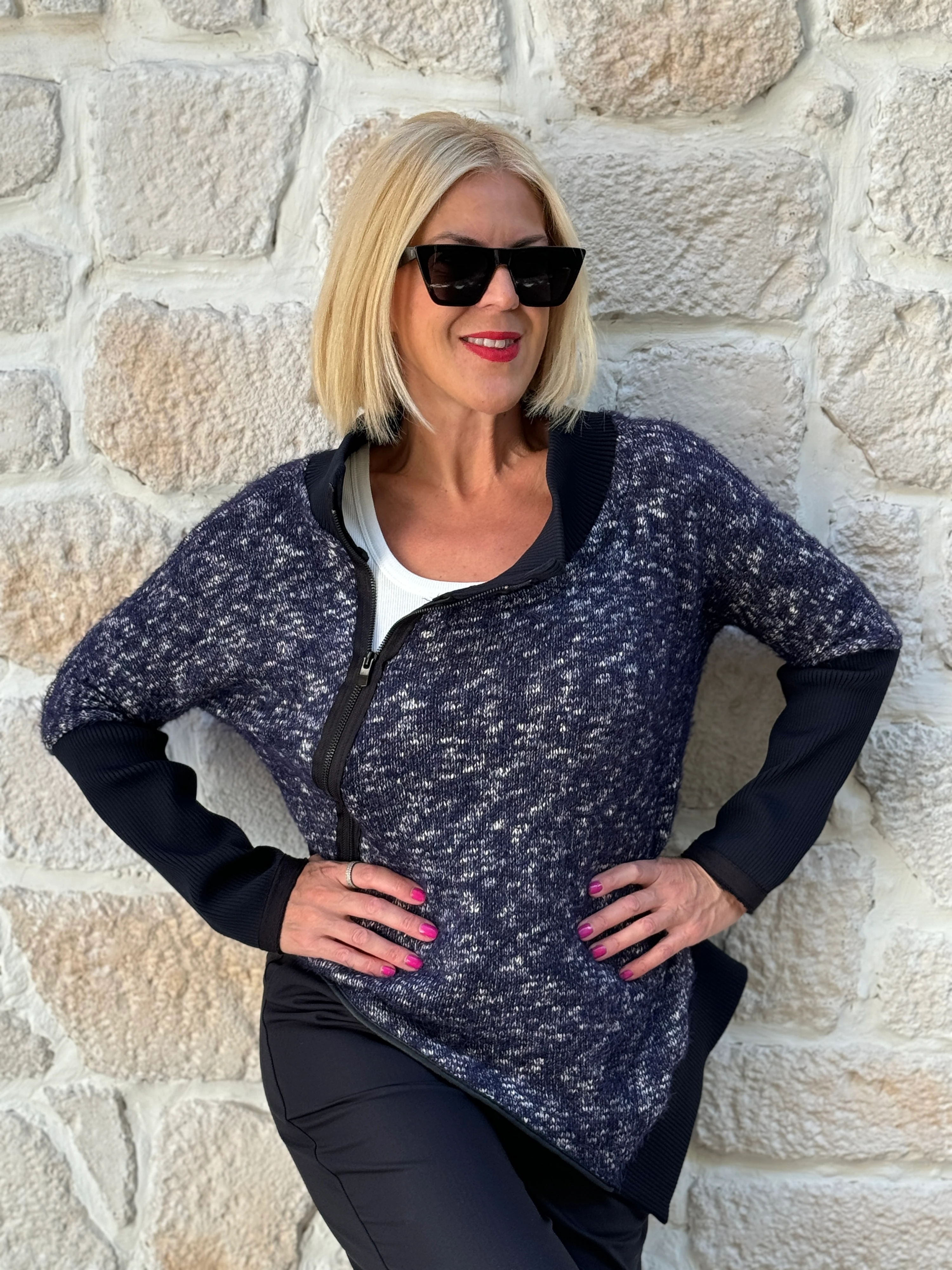 Kırçıllı Triko Asimetrik Tasarım Ceket