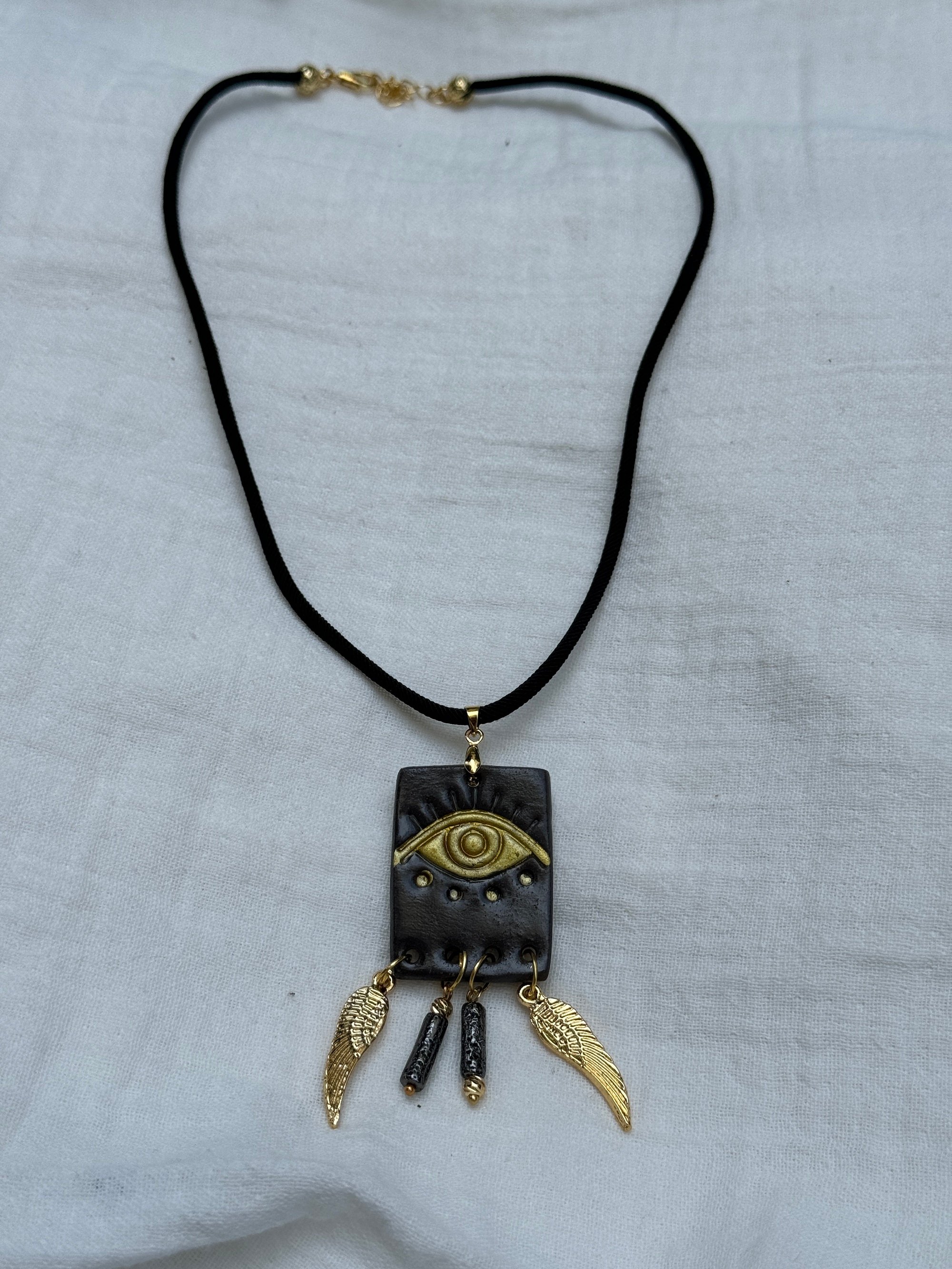 Antik Seramik Kolye - SIYAH