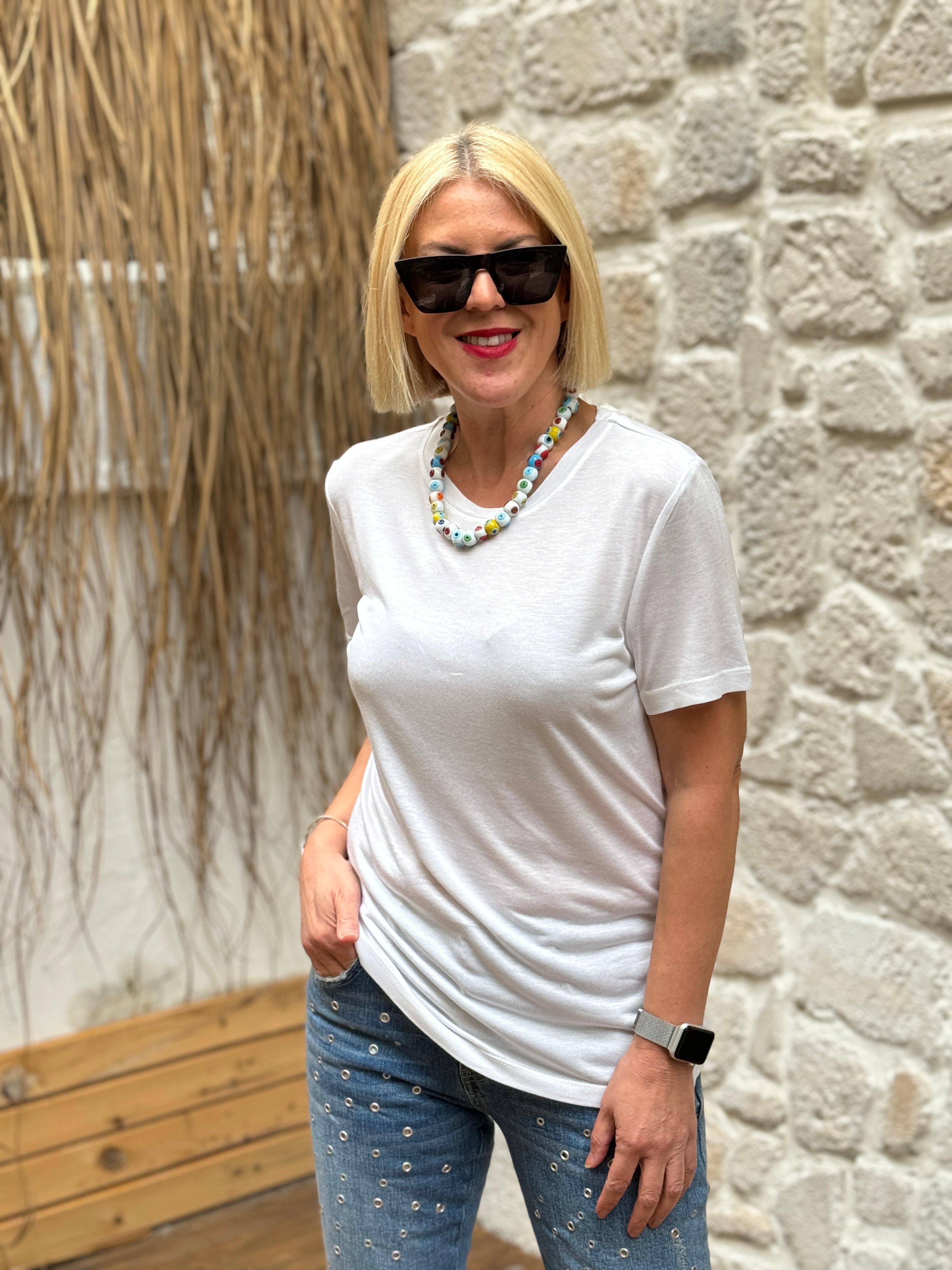 Jersey Basic Tişört - BEYAZ