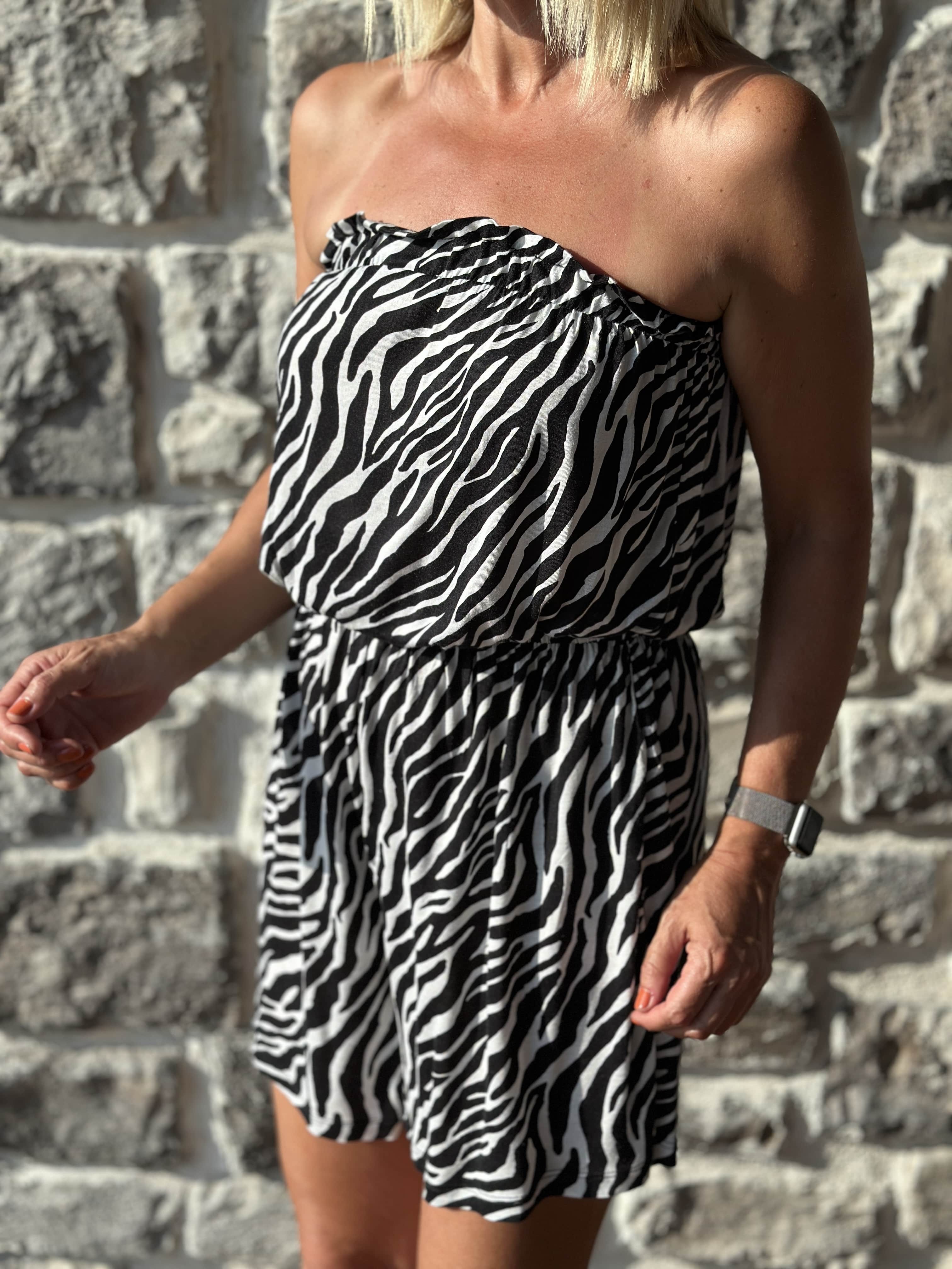 Zebra Desen Penye Tulum