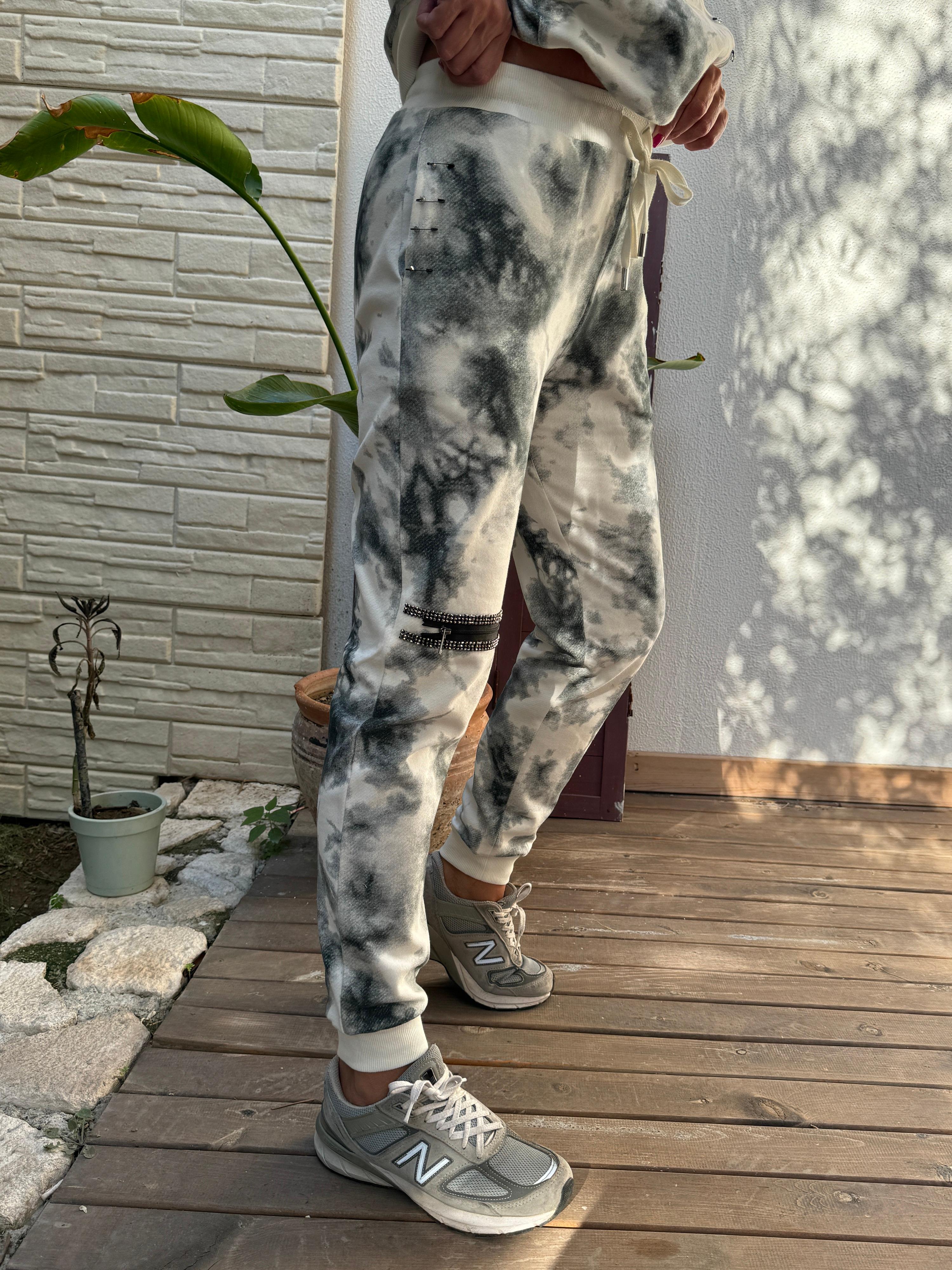 Taşlı Batik Desen  Eşofman Takım