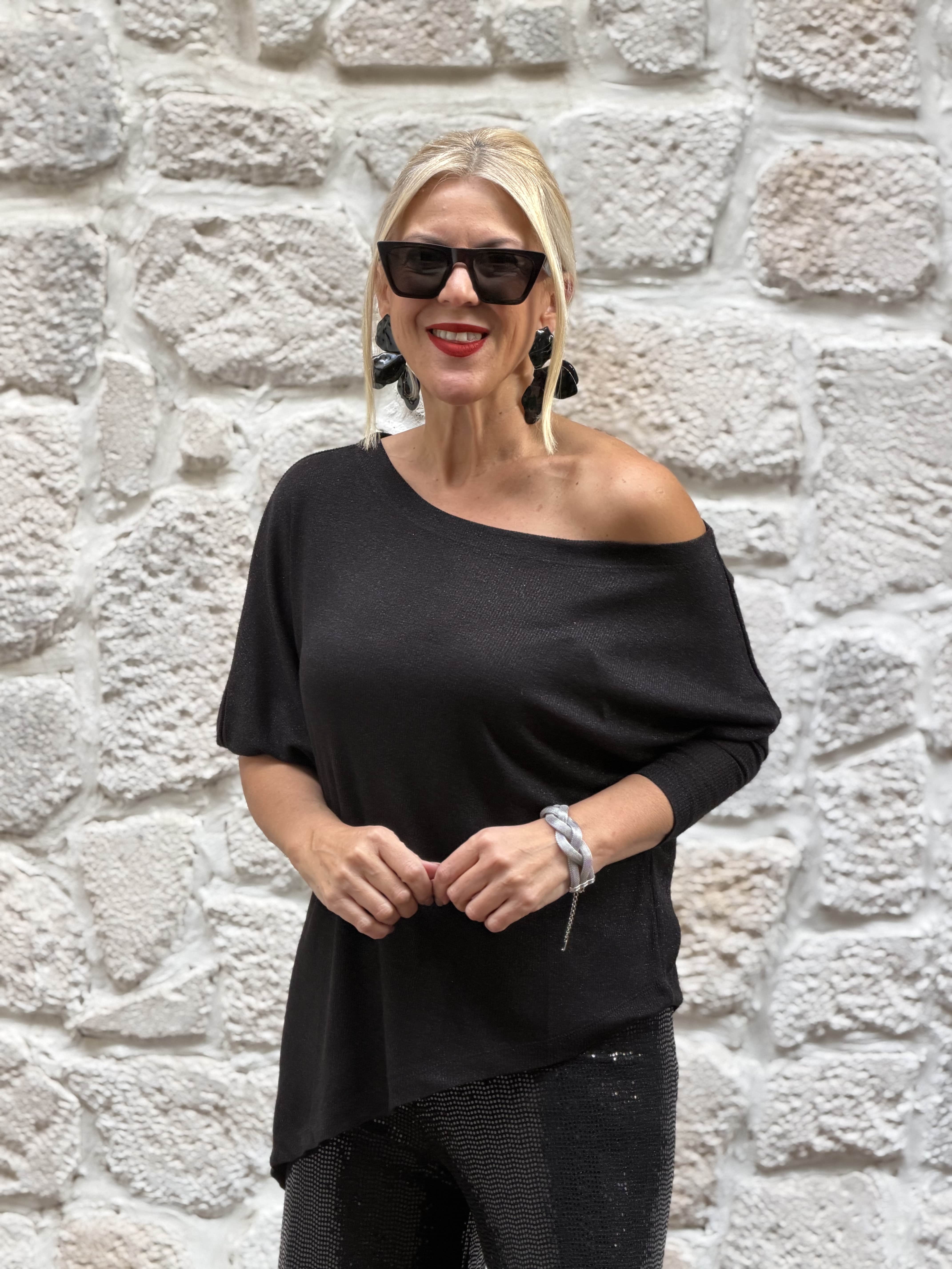 Nuit Uzun Kollu Bluz - SİMLİ SİYAH