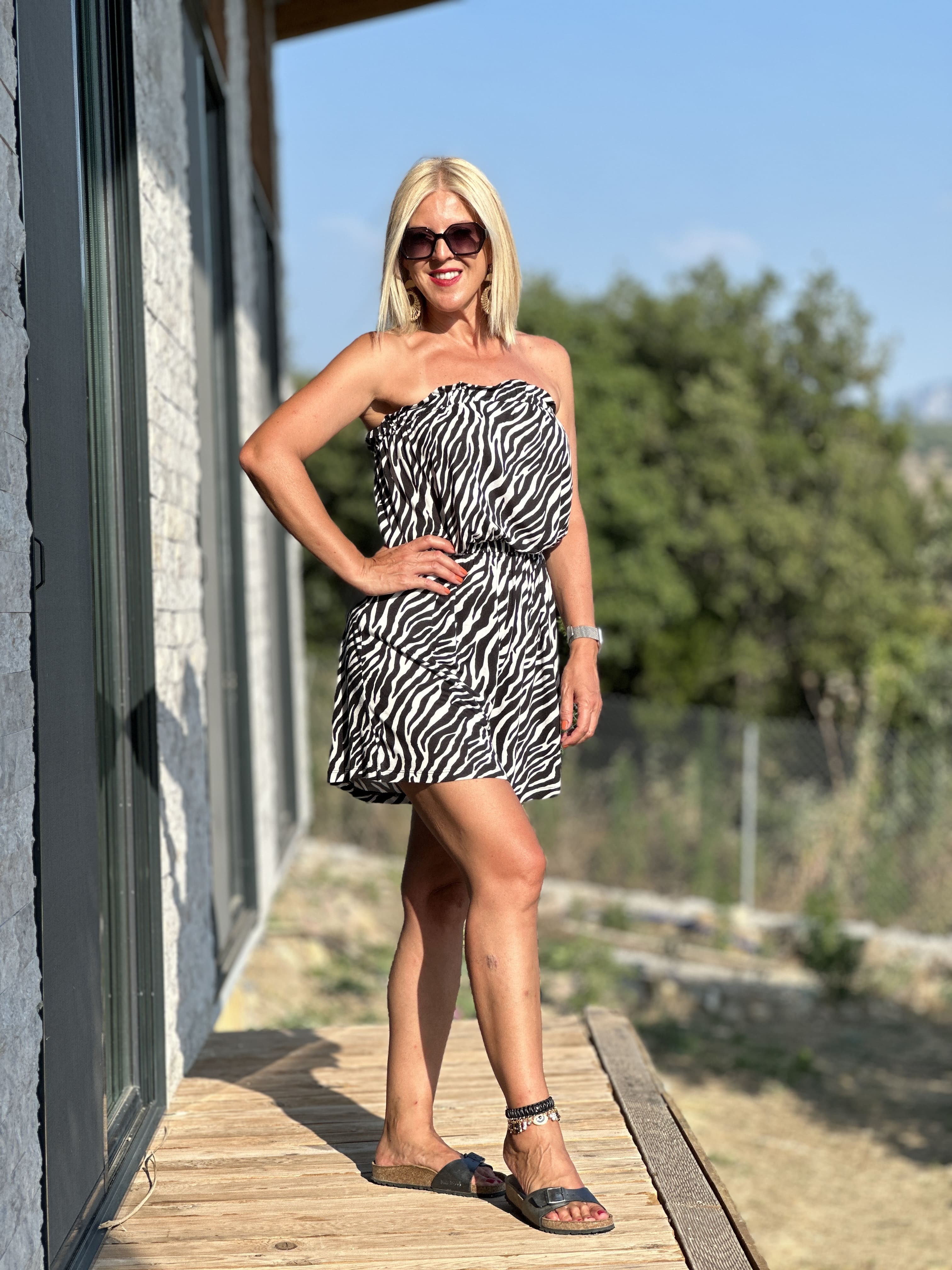 Zebra Desen Penye Tulum