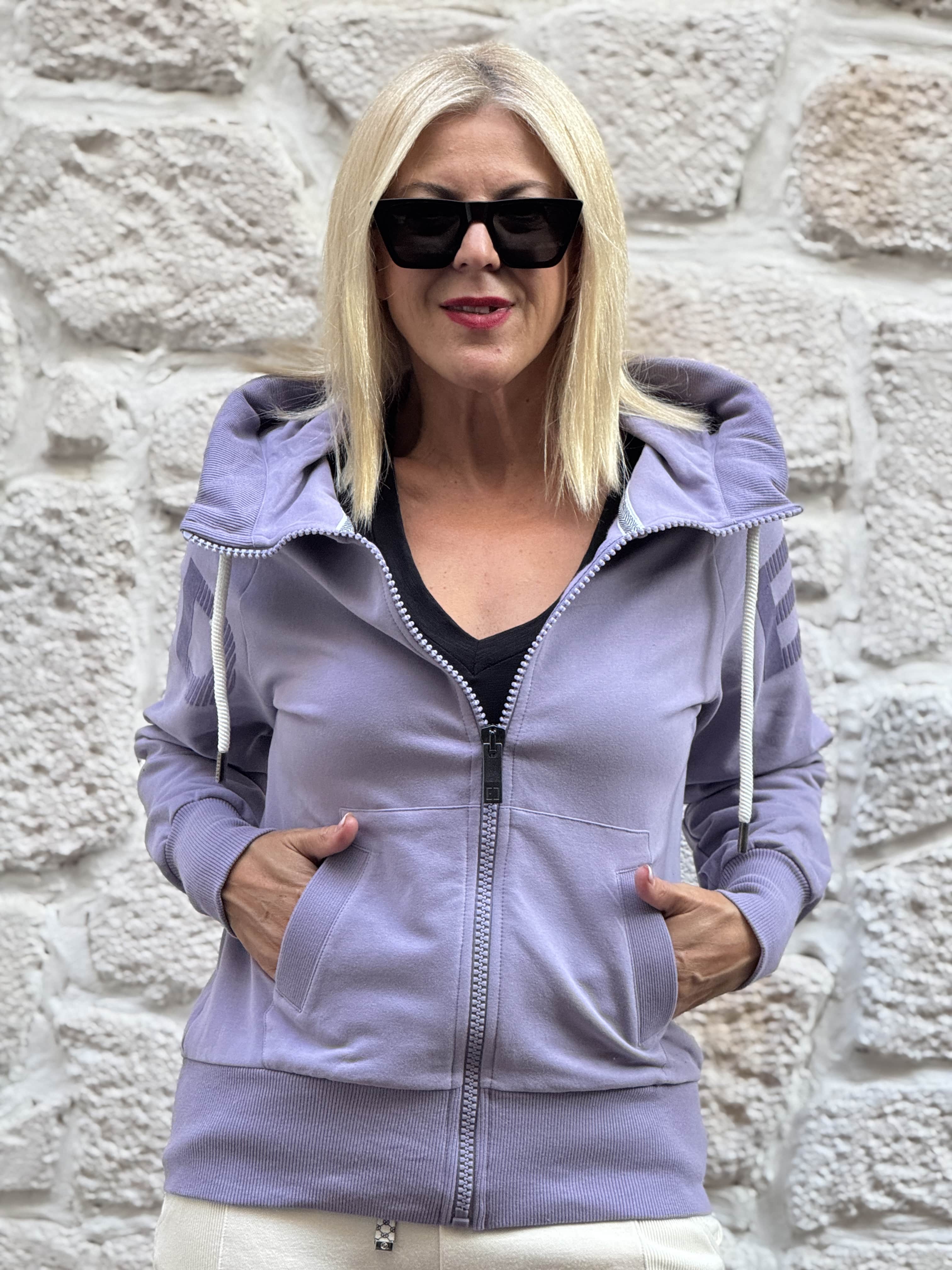 Olveo Kapüşonlu Sweat Ceket - LILA