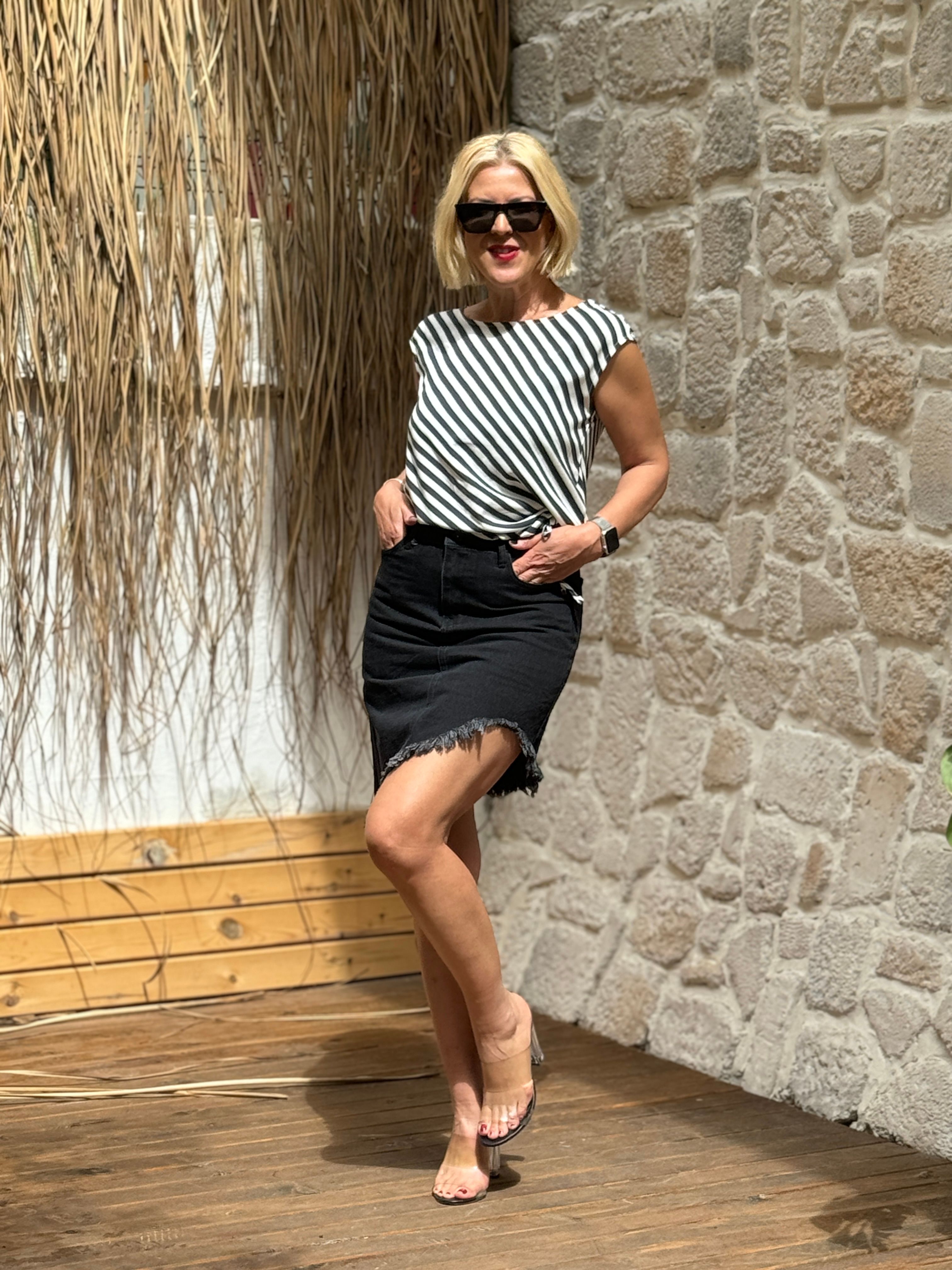 Verev Çizgili Bluz