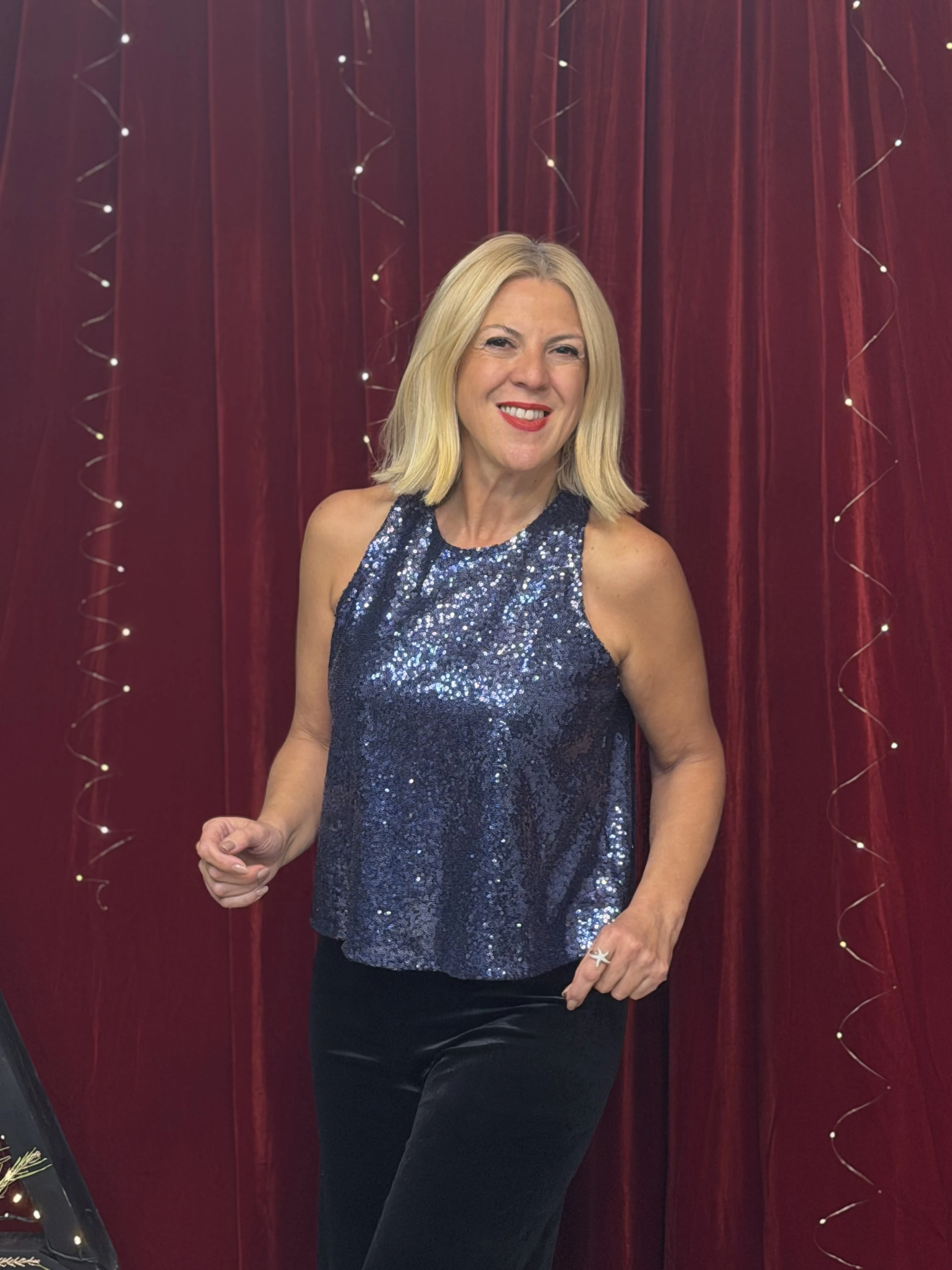 Gilda Payetli Bluz - LACIVERT