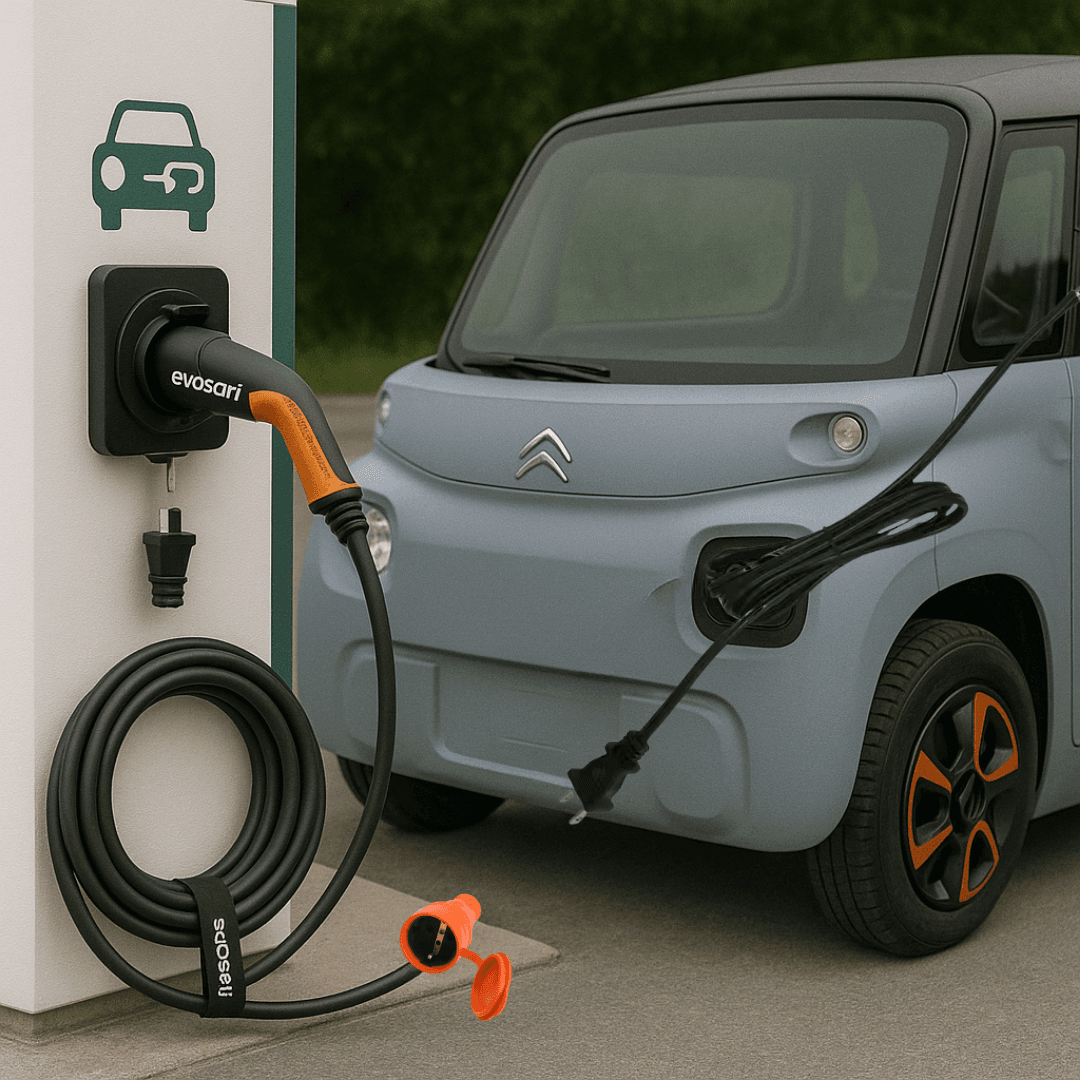 Citroen Ami ve Fiat Topolino AC Şarj Kablosu, 3mt Uzatmalı, AC (Tekli, İkili, Üçlü Priz Seçenekleri )