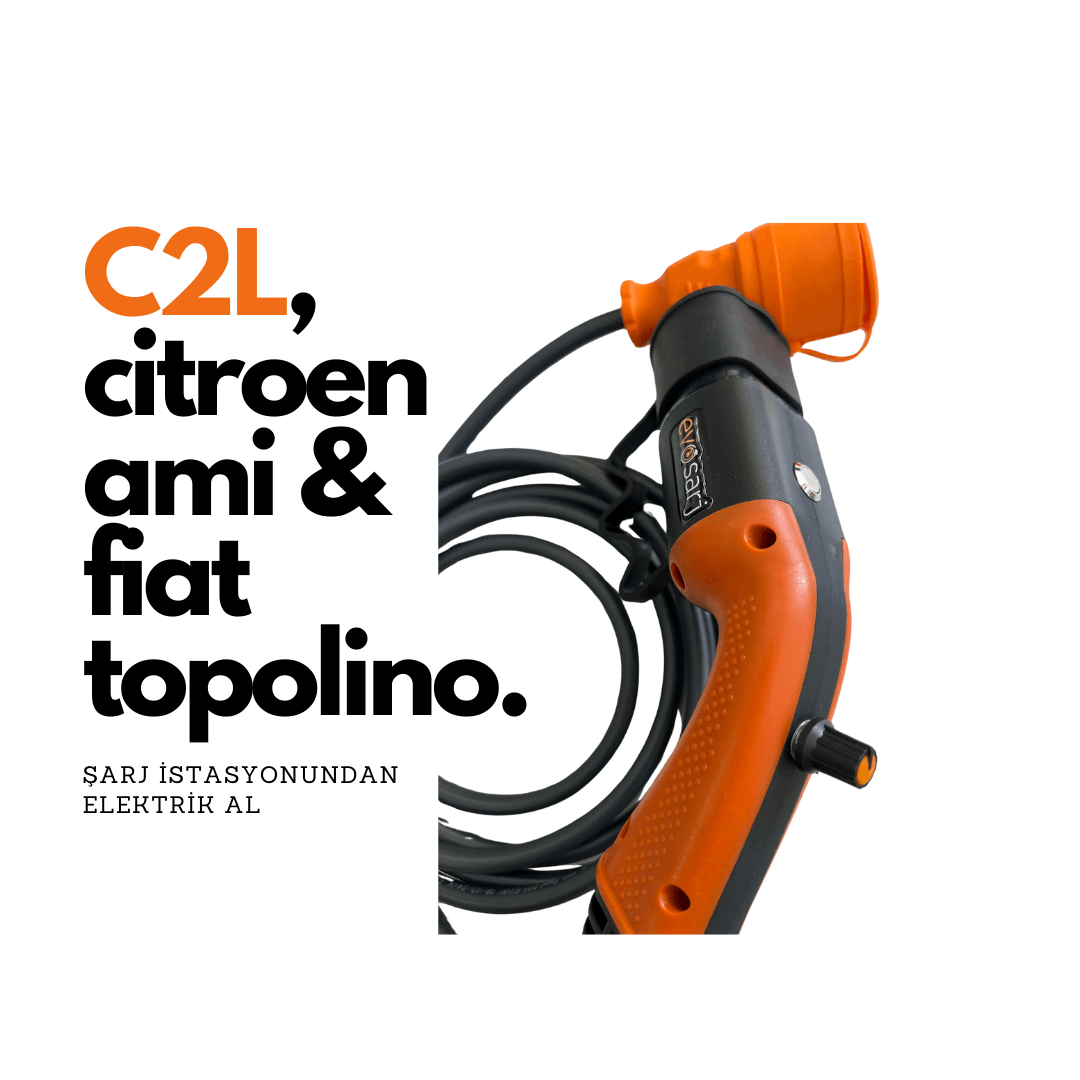 Citroen Ami ve Fiat Topolino AC Şarj Kablosu, 3mt Uzatmalı, AC (Tekli, İkili, Üçlü Priz Seçenekleri )