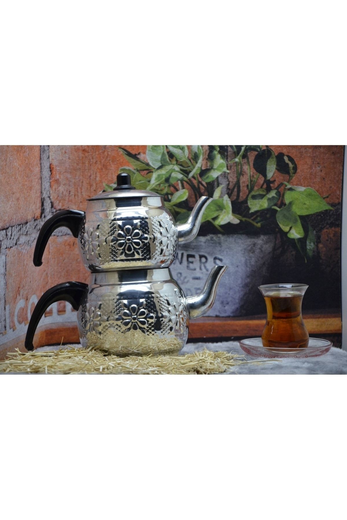 Alüminyum Motifli Desenli Çaydanlık No:2 (1,2 Litre 2 Kişilik)