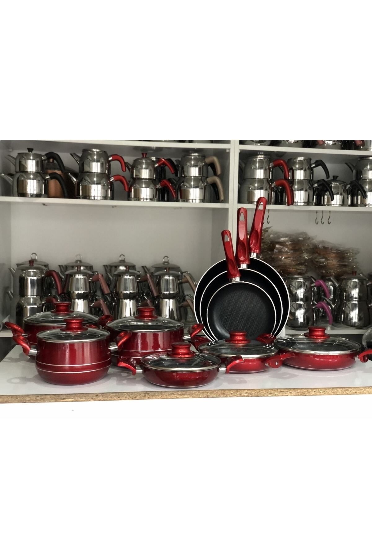 15 Parça Elma Şekeri Koleksiyonu Petekli Teflon Set