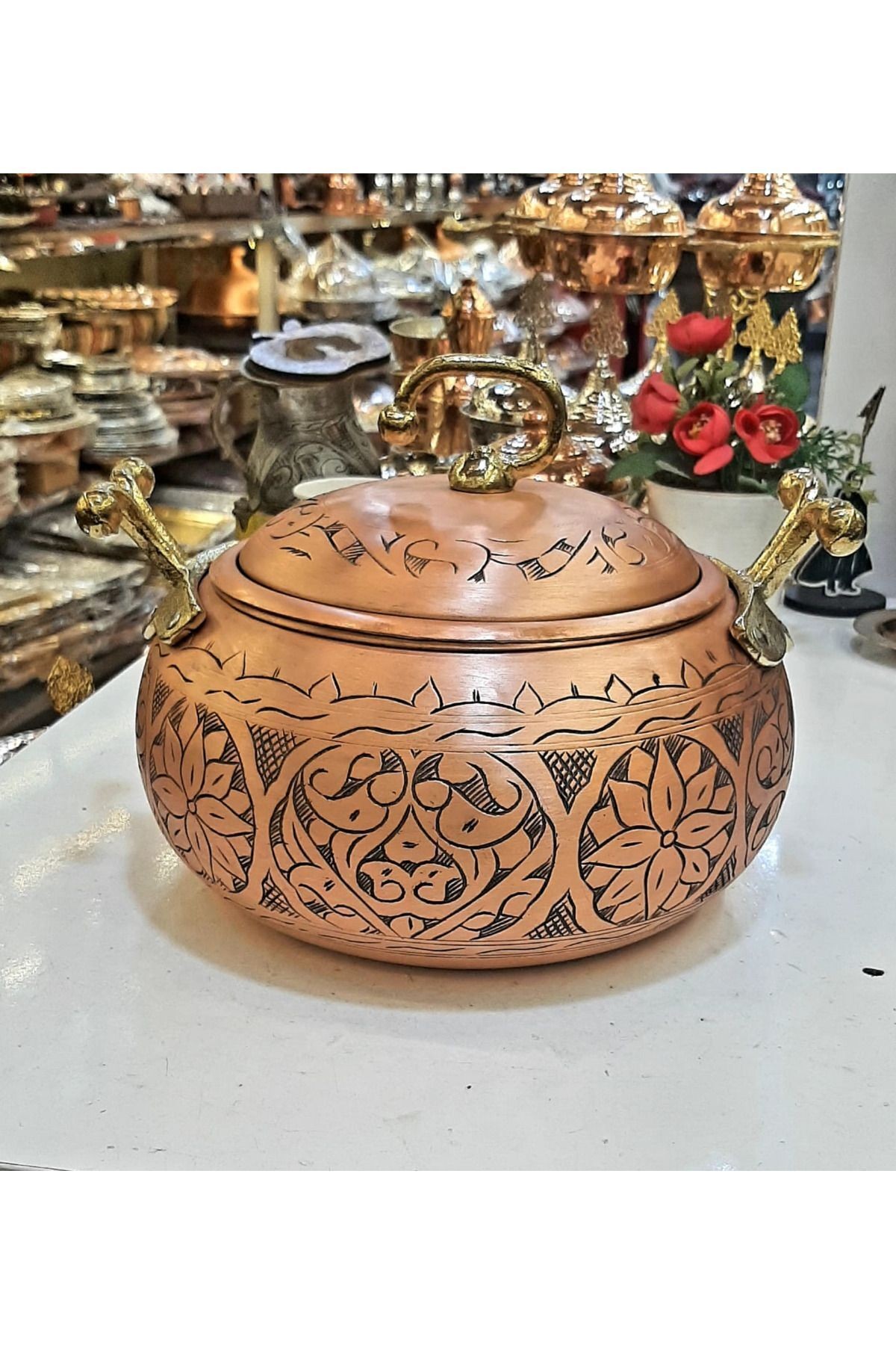 bakır lüks oyma 24 cm güveç tencere