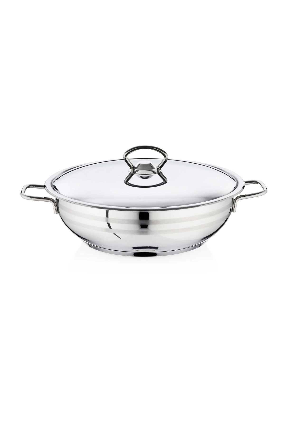 24x7.5 Cm Tel Kulplu Çelik Kapaklı Çelik Kısa Tencere-3.1 Litre