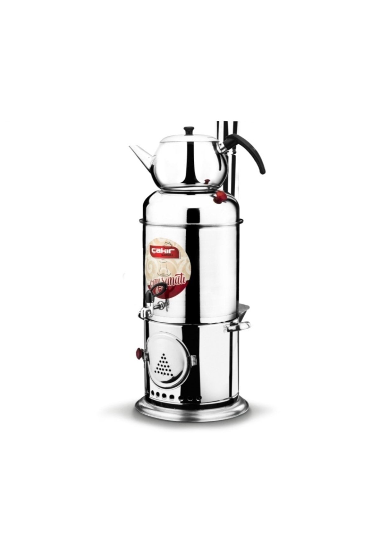 - Piknik Semaveri, Odunlu Semaver, Çöplü Semaver, Üstten Demlikli 7,5 Litre 80 Bardak