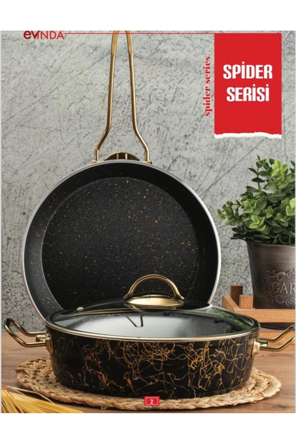 Evinda Spider 7 Parça Granit Tencere Seti