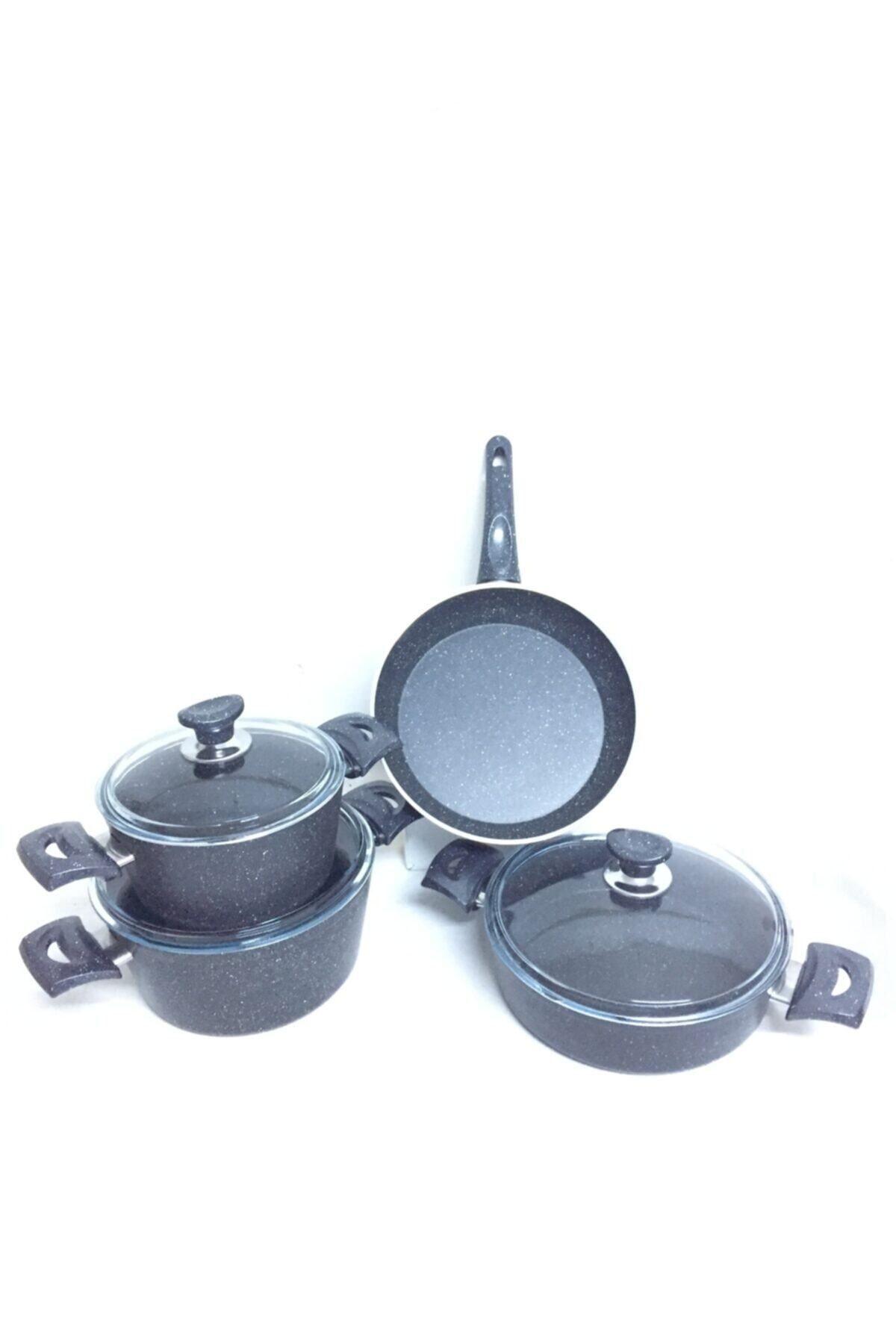 Modern Ve Şık Tasarımlar 7 Parça Ezme Granit Tencere Set (4mm Kalınlığında Granit)