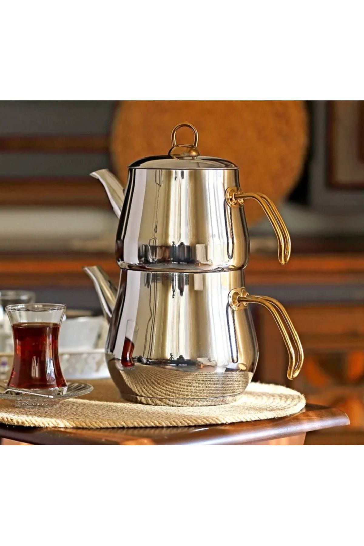 Damla Gold Büyük Boy Çaydanlık Takımı 4 Litre