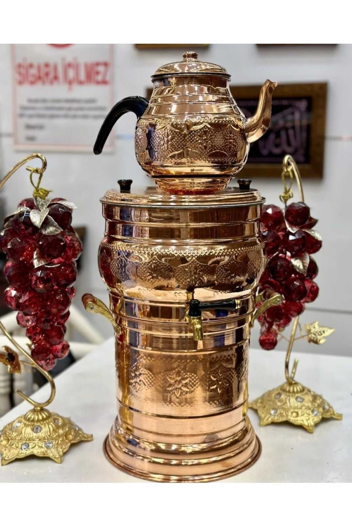 Bakır lüks odunlu 5 litre semaver