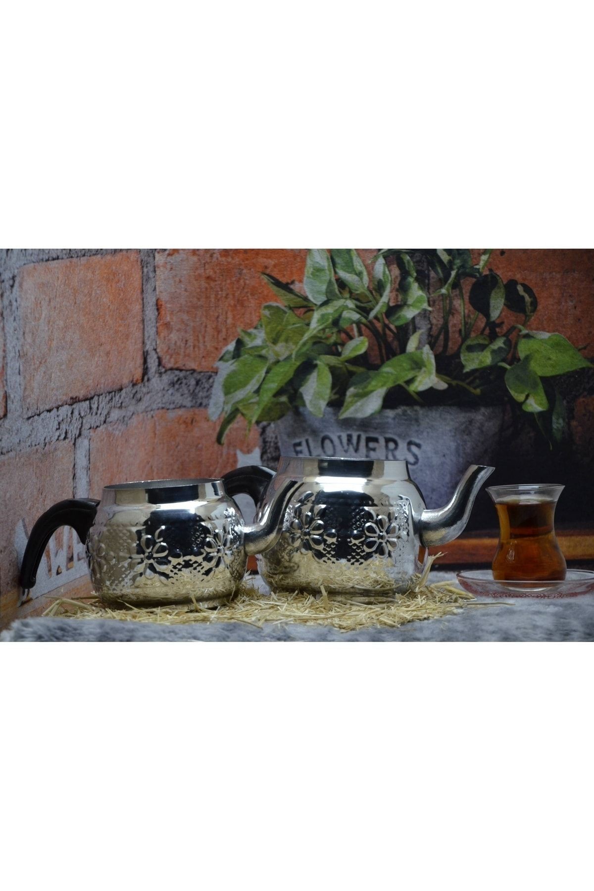 Alüminyum Motifli Desenli Çaydanlık No:2 (1,2 Litre 2 Kişilik)