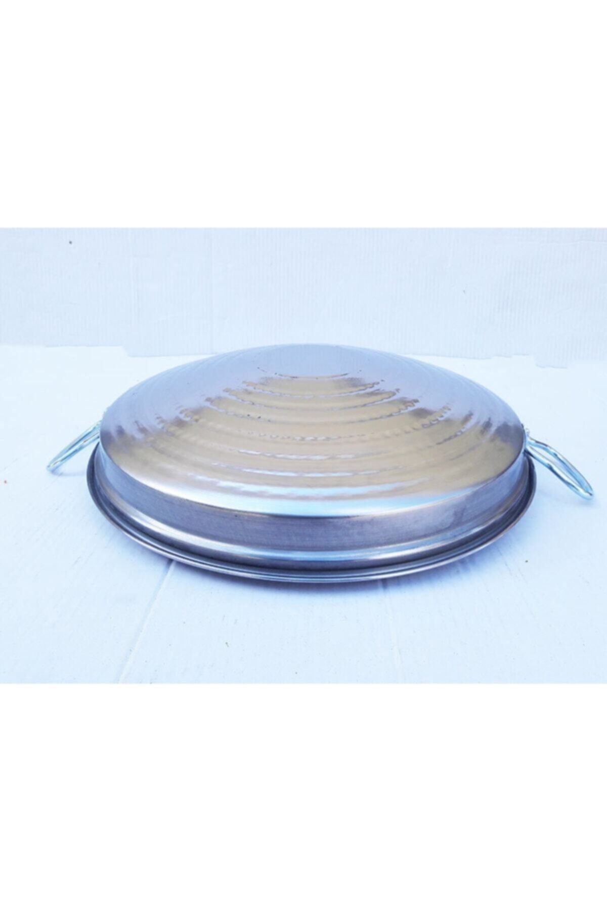 Krom Paslanmaz Kapaklı Kavurma Yemek Pişirme Sacı 40 Cm