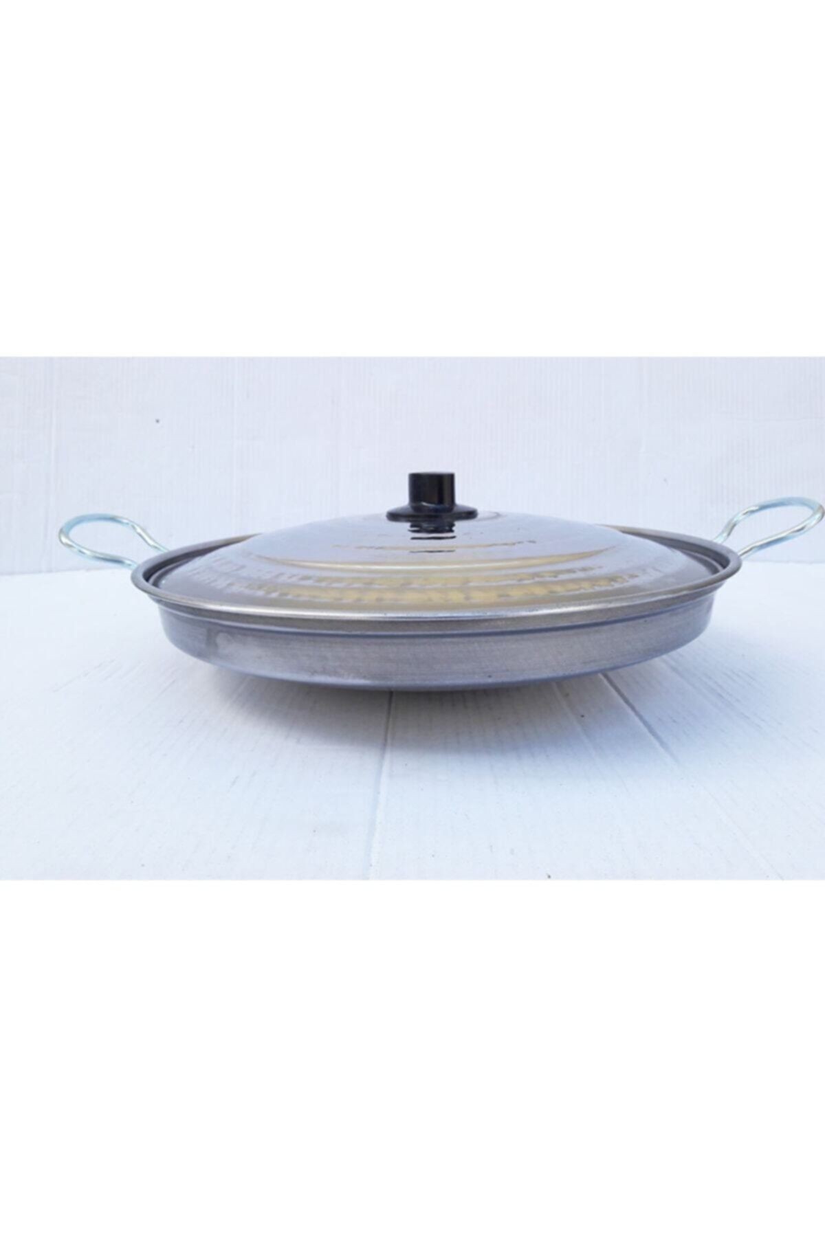 Krom Paslanmaz Kapaklı Kavurma Yemek Pişirme Sacı 40 Cm