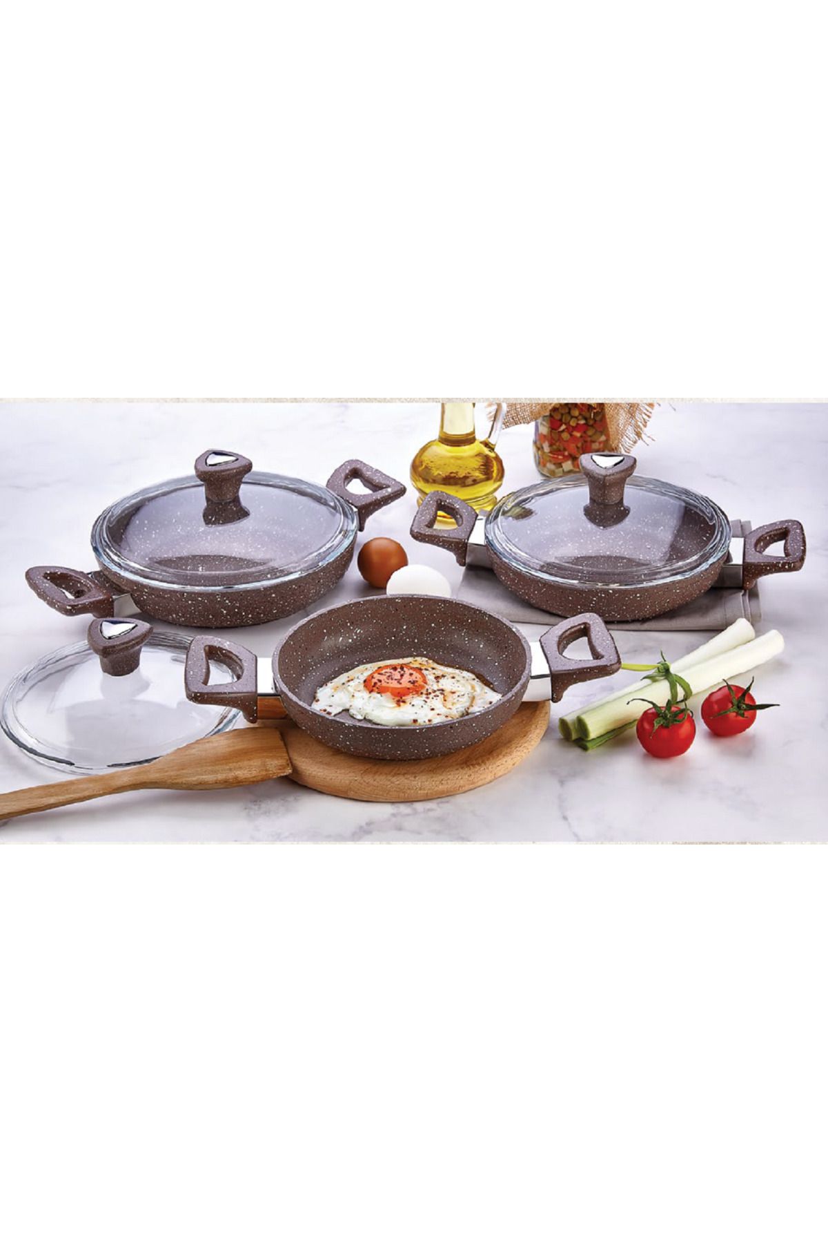 Granit 6 parça omlet sahan tava seti 16-18-20 cm