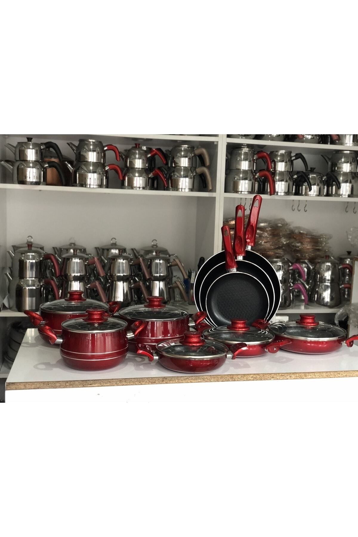 15 Parça Elma Şekeri Koleksiyonu Petekli Teflon Set