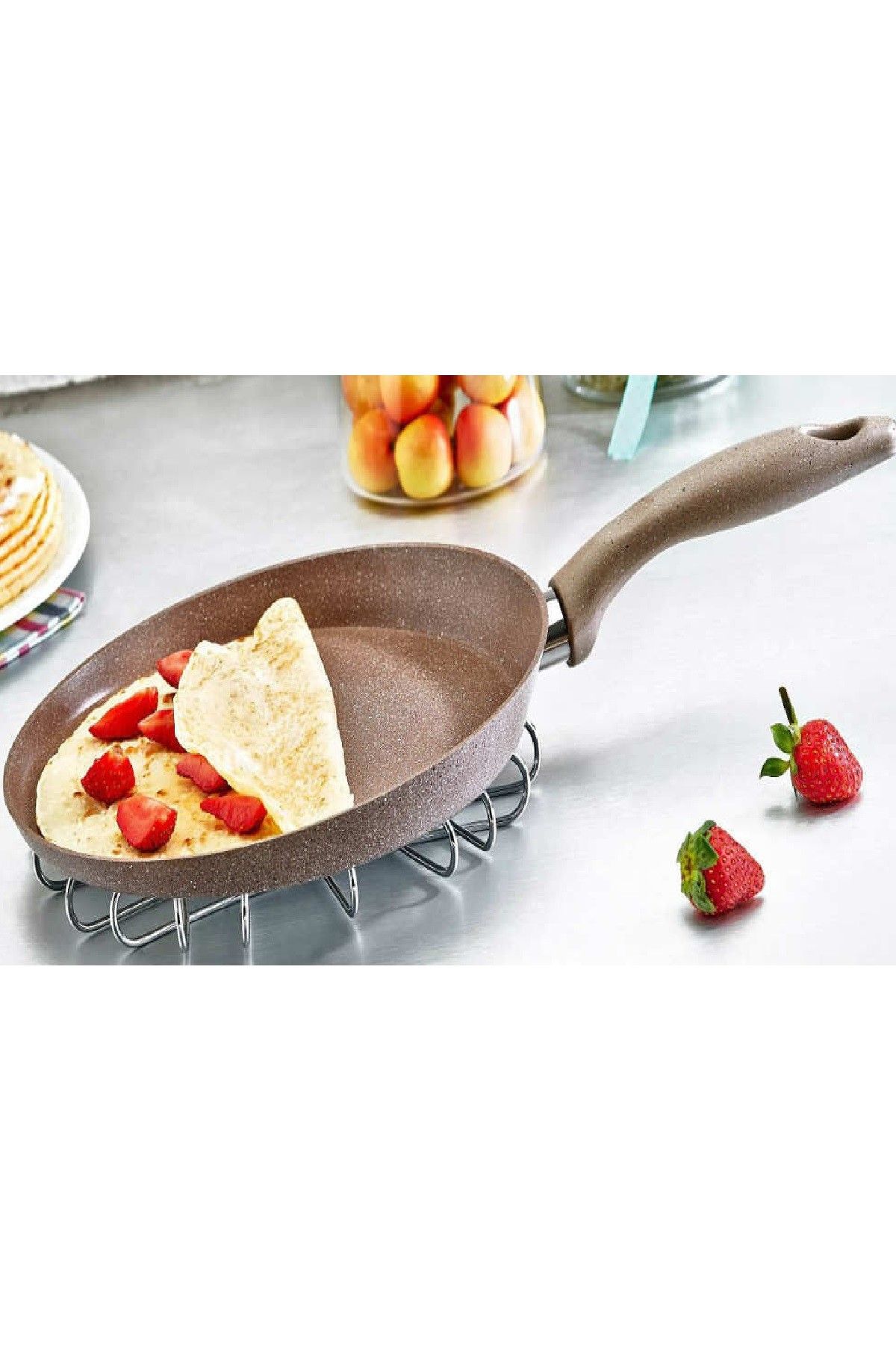 Sf5428gr Granit Line Kahverengi Krep Tavası 28 Cm