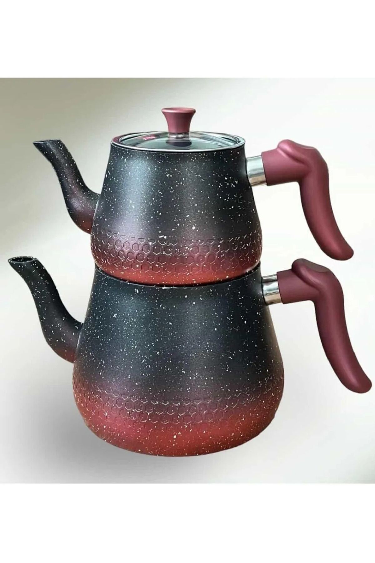 Aldora bakalit kulp çift renk kırmızı granit çaydanlık