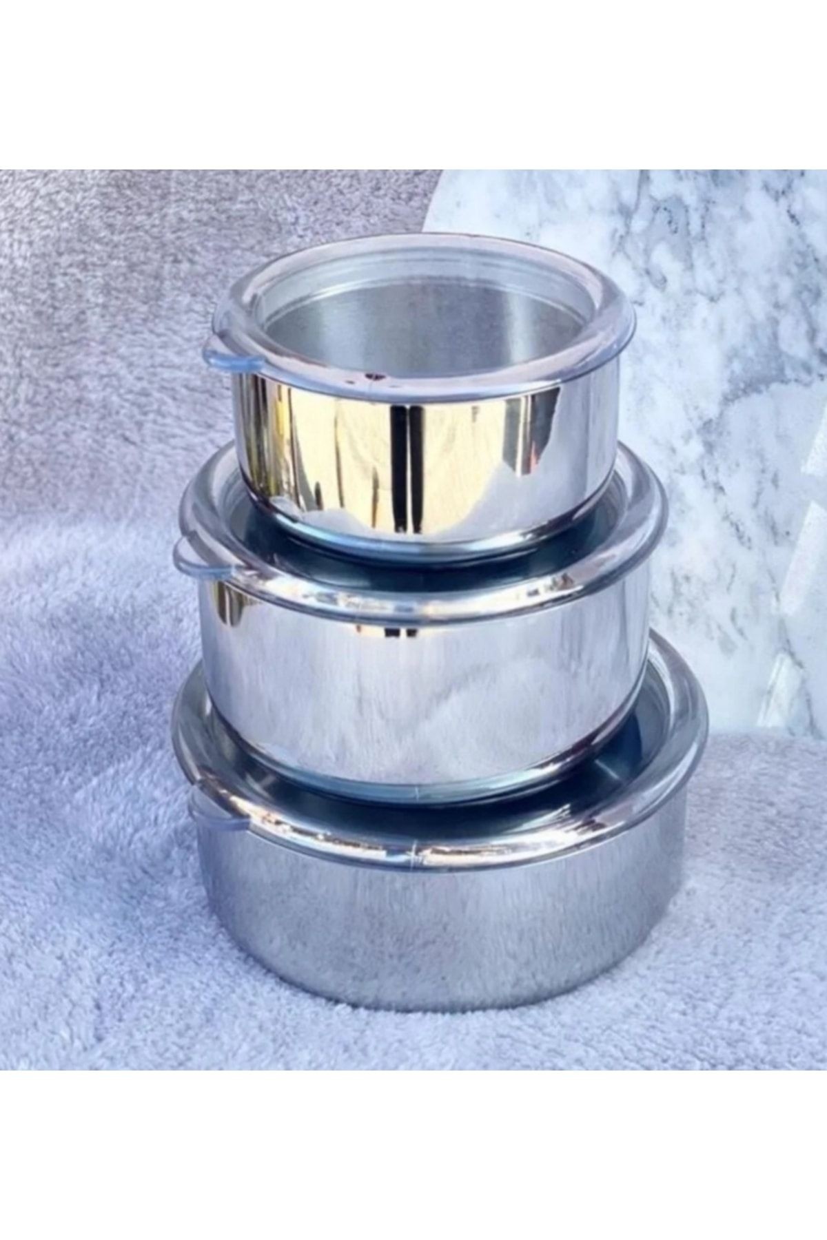 Vakum Kapaklı Çelik Saklama Kabı 14-16-18 Cm