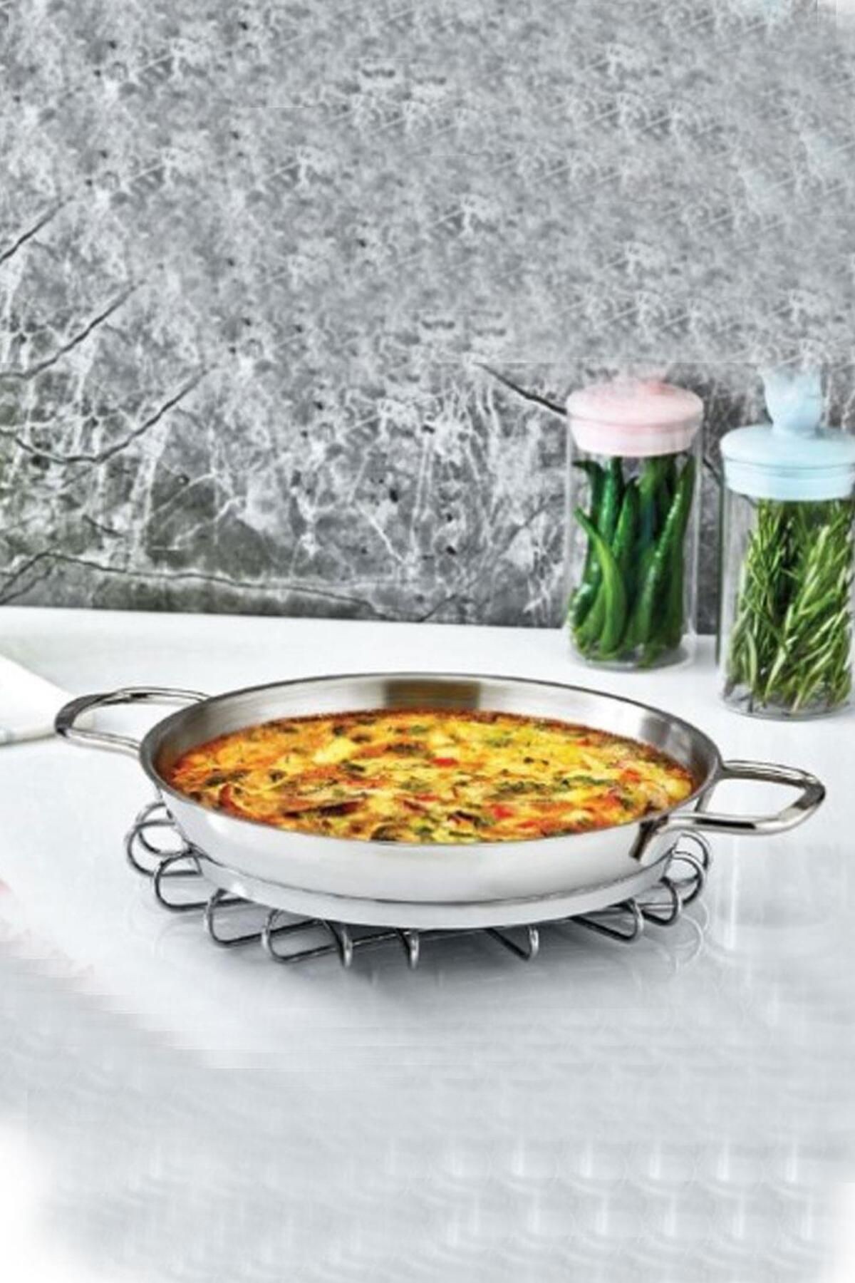İtalyan Tel Kulp Çelik Paslanmaz 22 Cm Omlet Sahan Tava