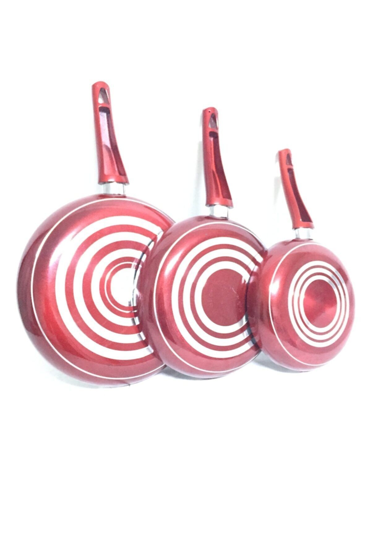 Modern Ve Şık Tasarımlar 3'lü Yanmaz Yapışmaz Teflon Tava Set 20-24-28 Cm (3mm Kalınlık)