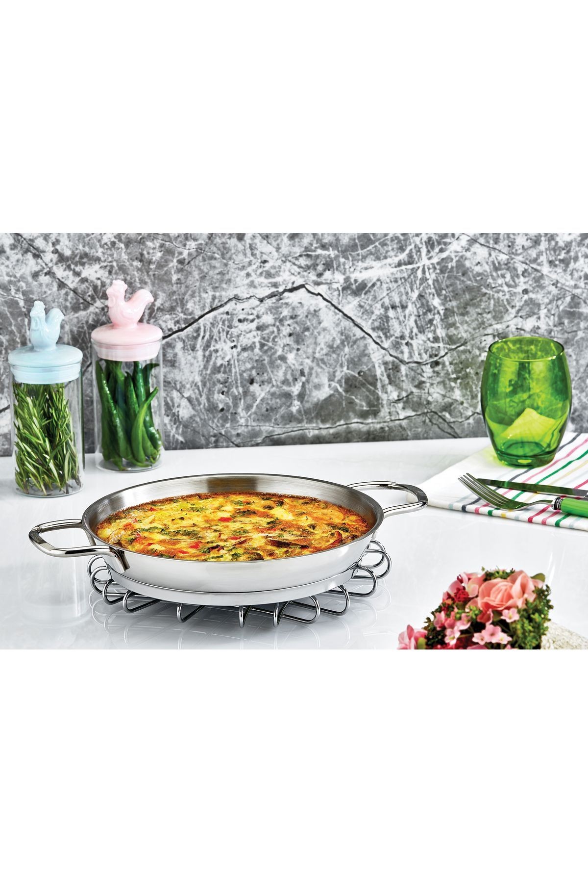 Paslanmaz Çelik Italyan Omlet Sahan 20x3.5 Cm-1 Litre
