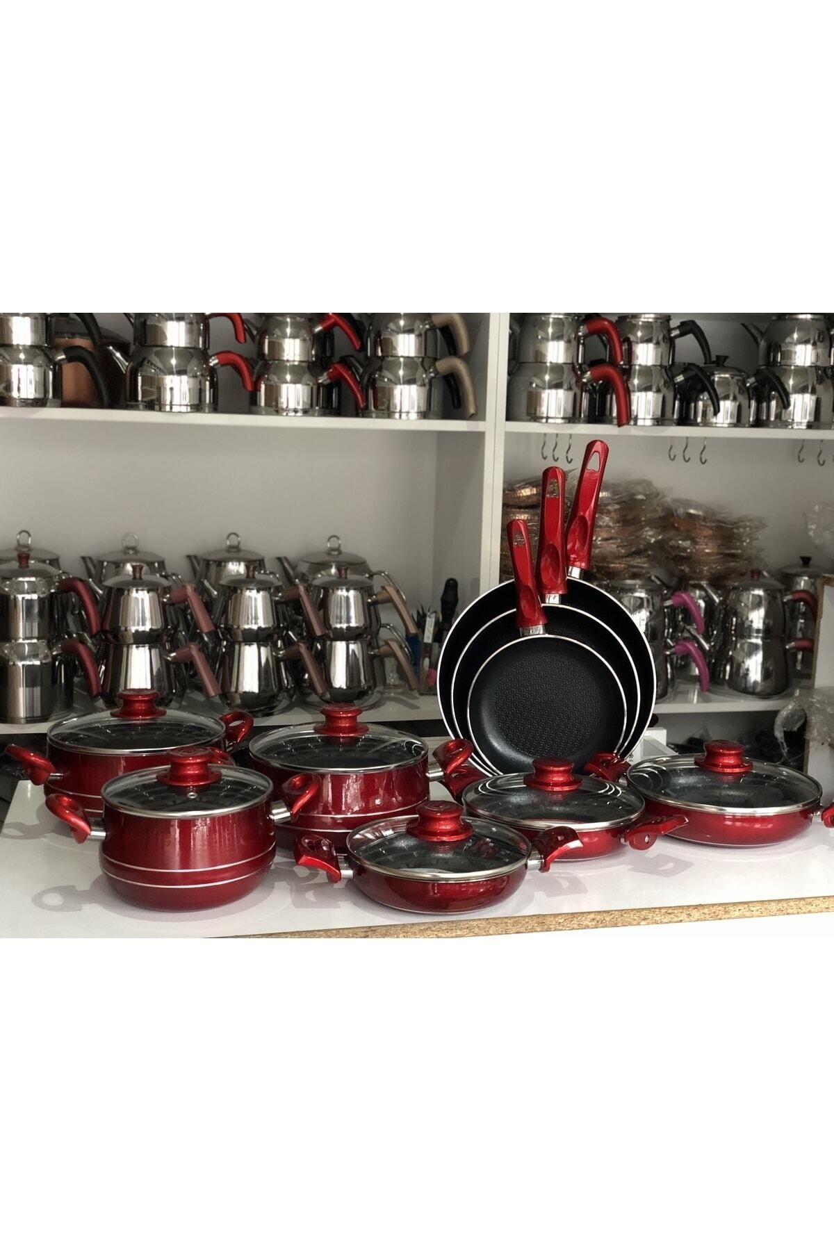15 Parça Elma Şekeri Koleksiyonu Petekli Teflon Set