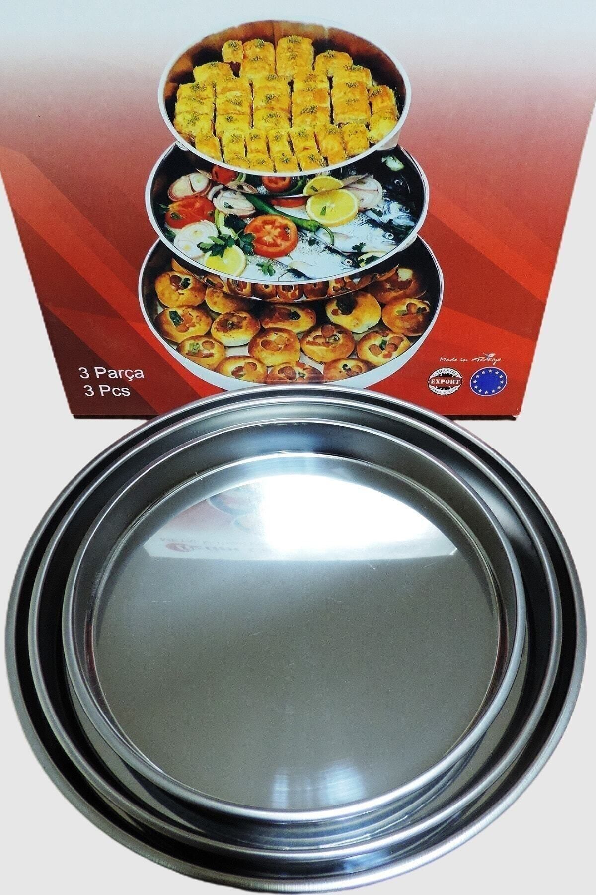 Fırın Tepsisi 3 Lü Set Tepsi Çelik Tepsi