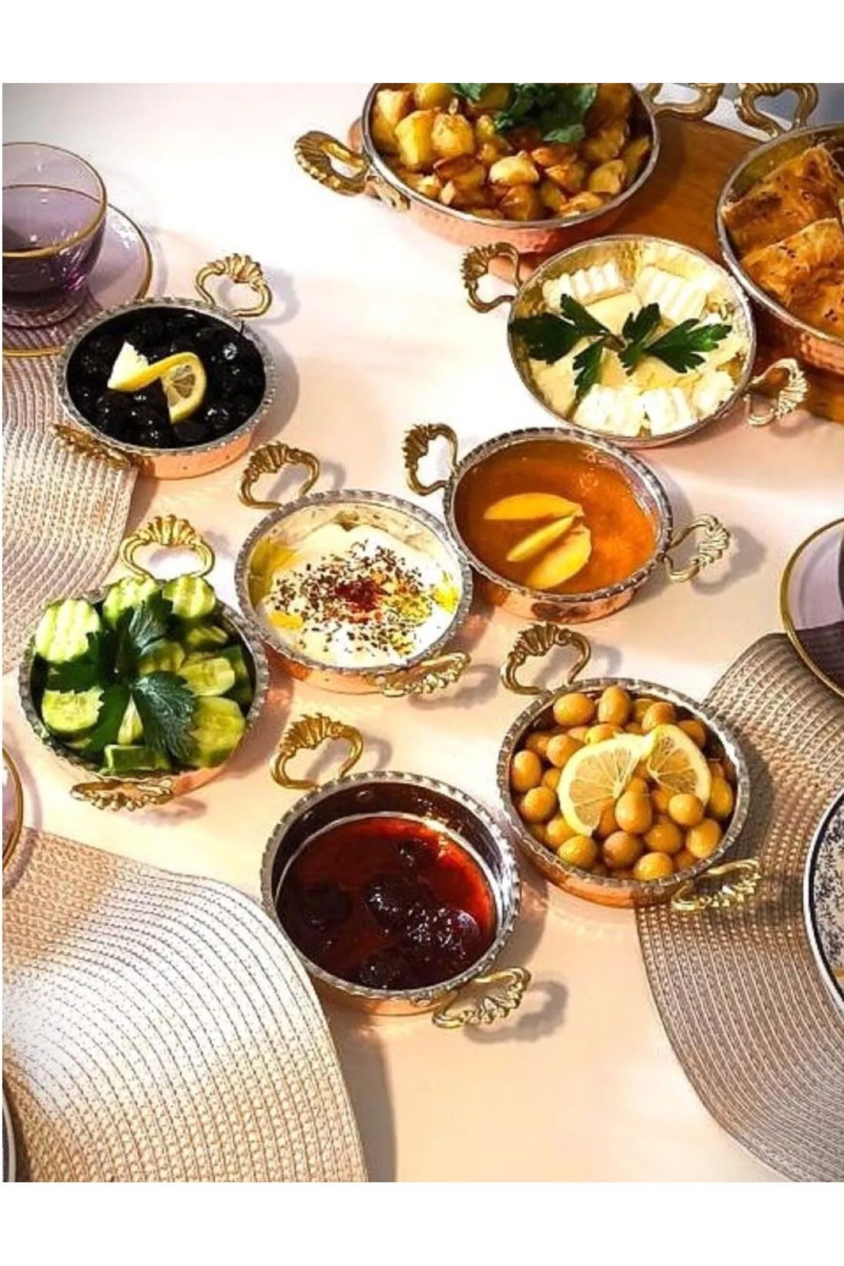 Bakır Kahvaltılık Kase 6'lı Set 12 Cm