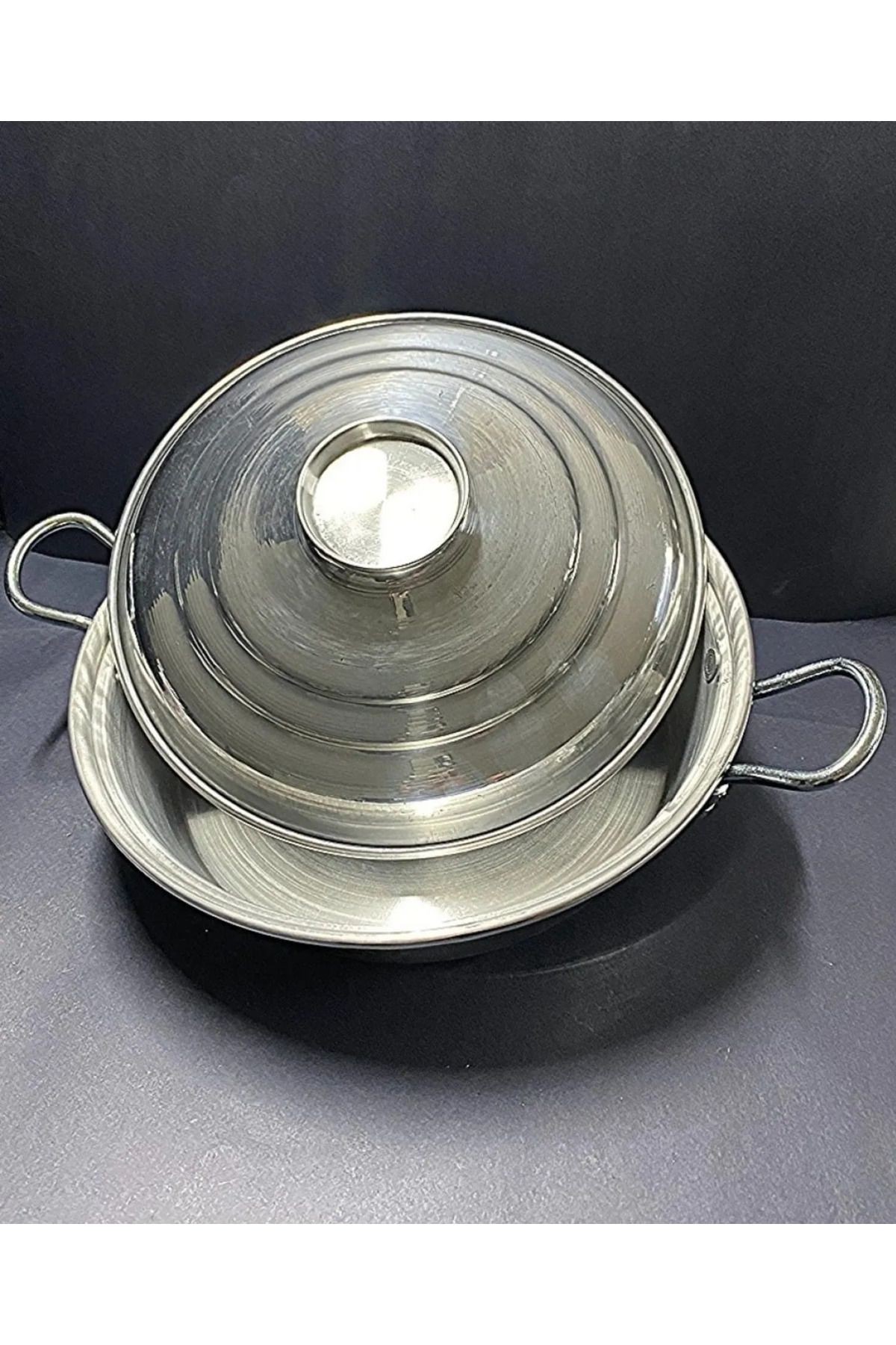 Alüminyum metal kulp kapaklı kızartma ve pilav tavası 40 cm