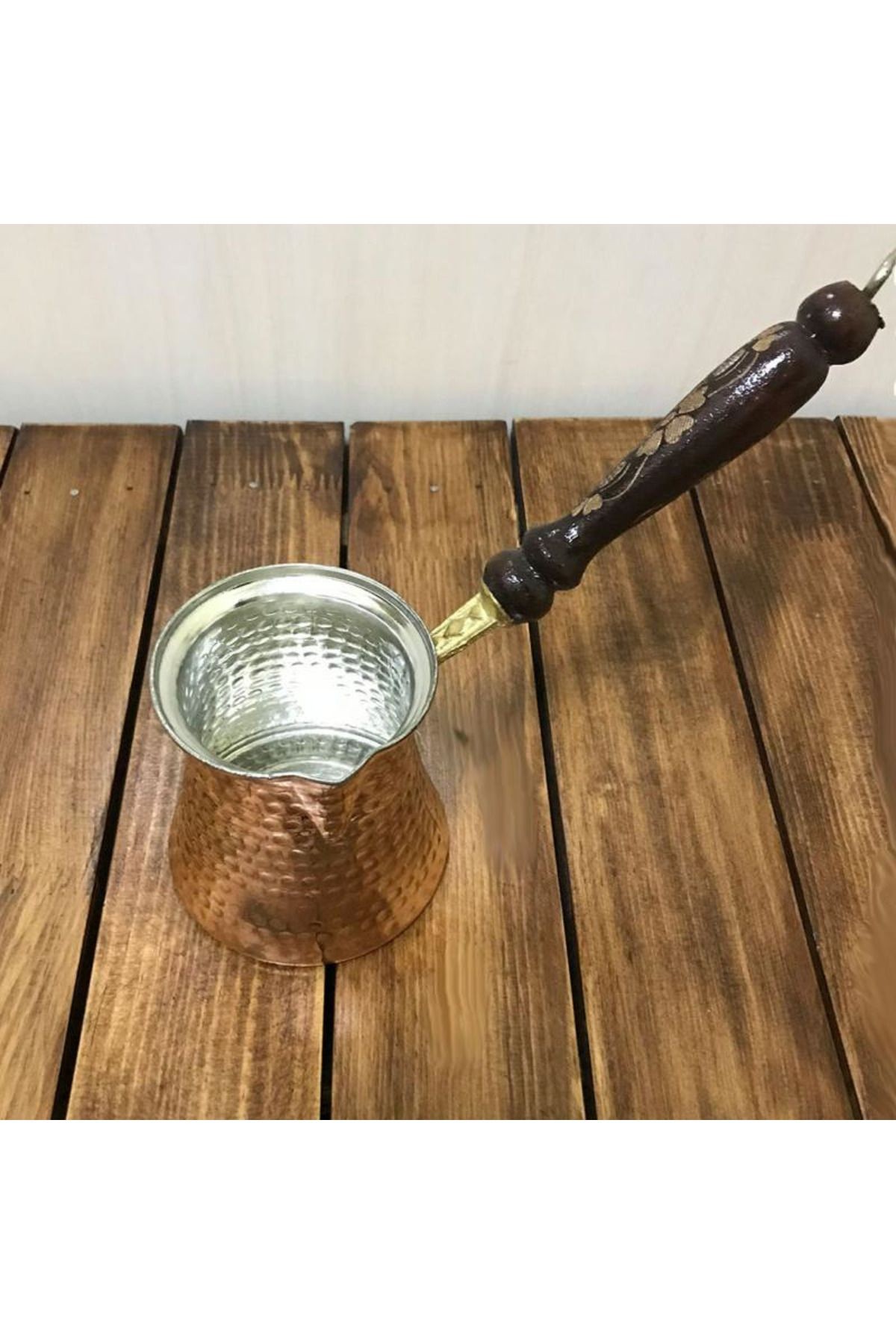 7 kişilik ahşap kulp bakır cezve